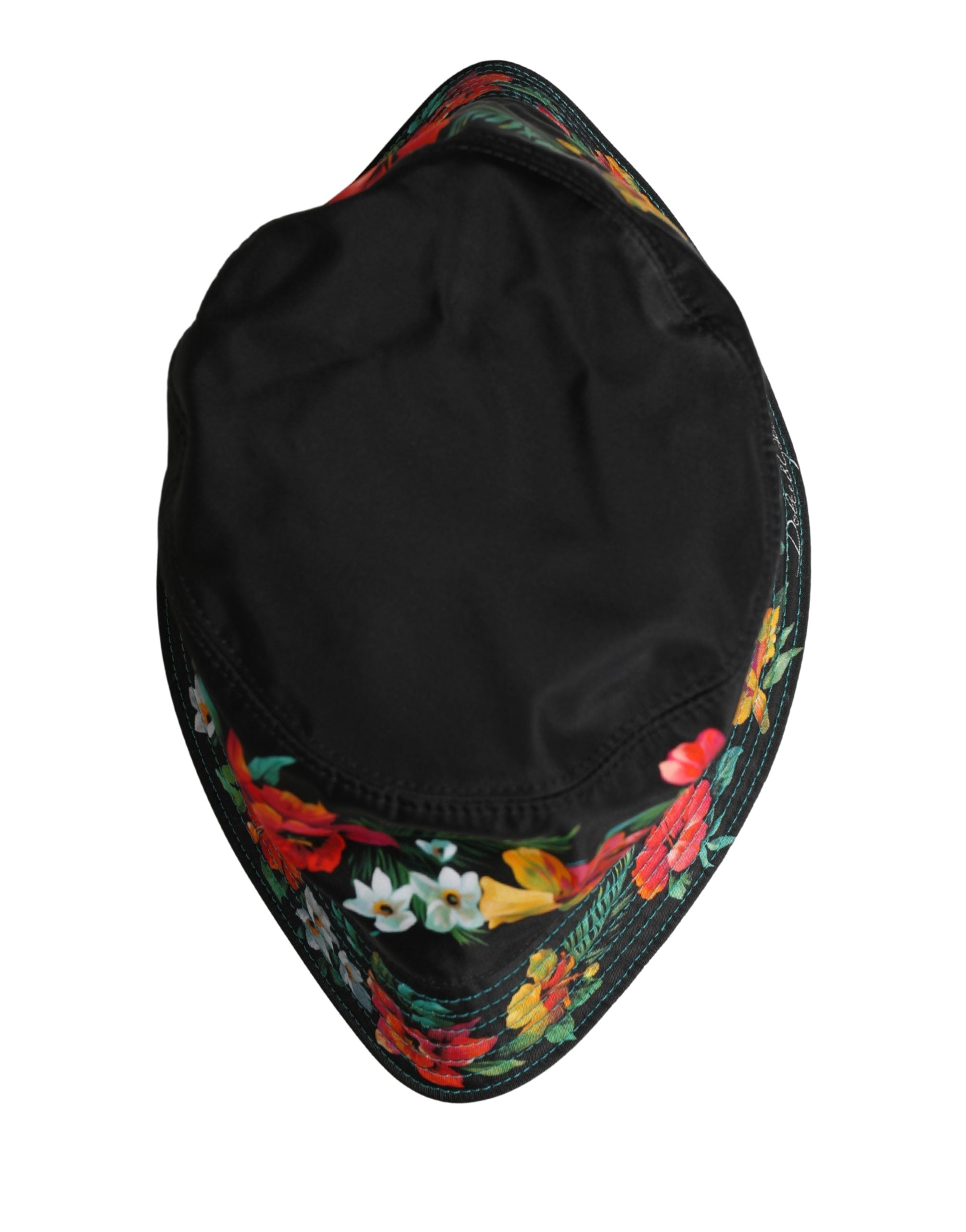 Dolce & Gabbana Men's Black Floral Print Nylon Bucket Hat-5