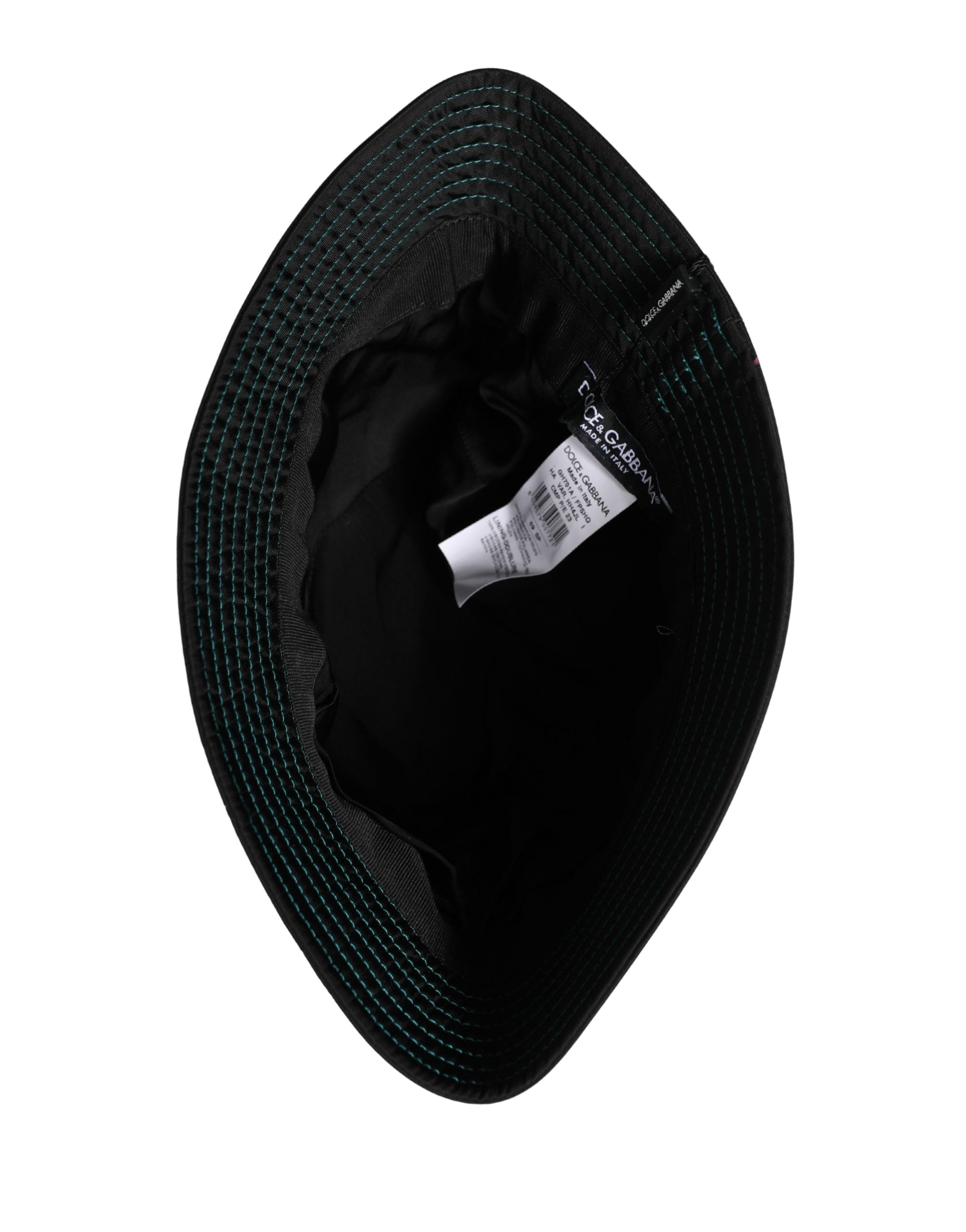 Dolce & Gabbana Men's Black Floral Print Nylon Bucket Hat-6