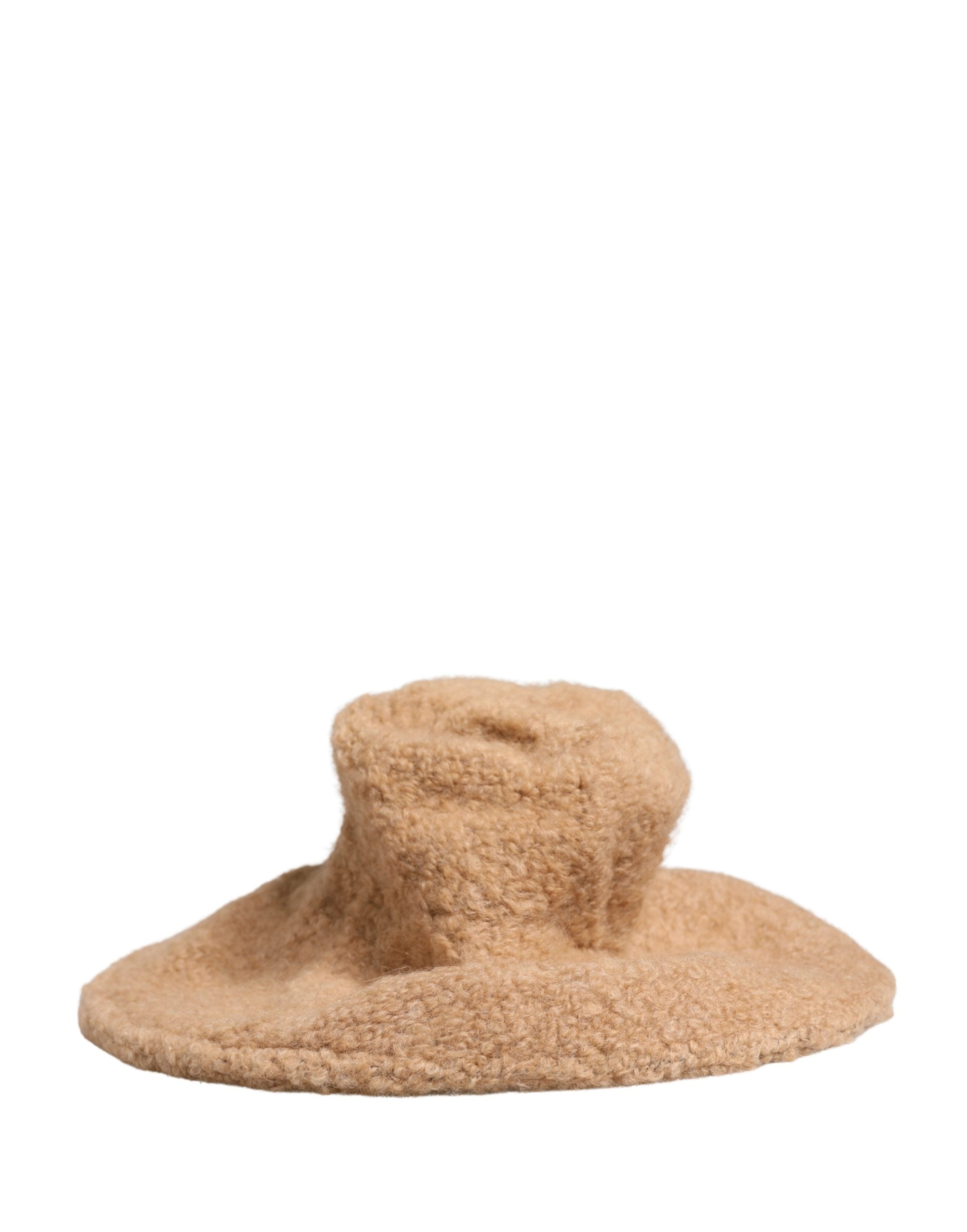Dolce & Gabbana Beige Virgin Wool Fur Women's Knitted Hat-1