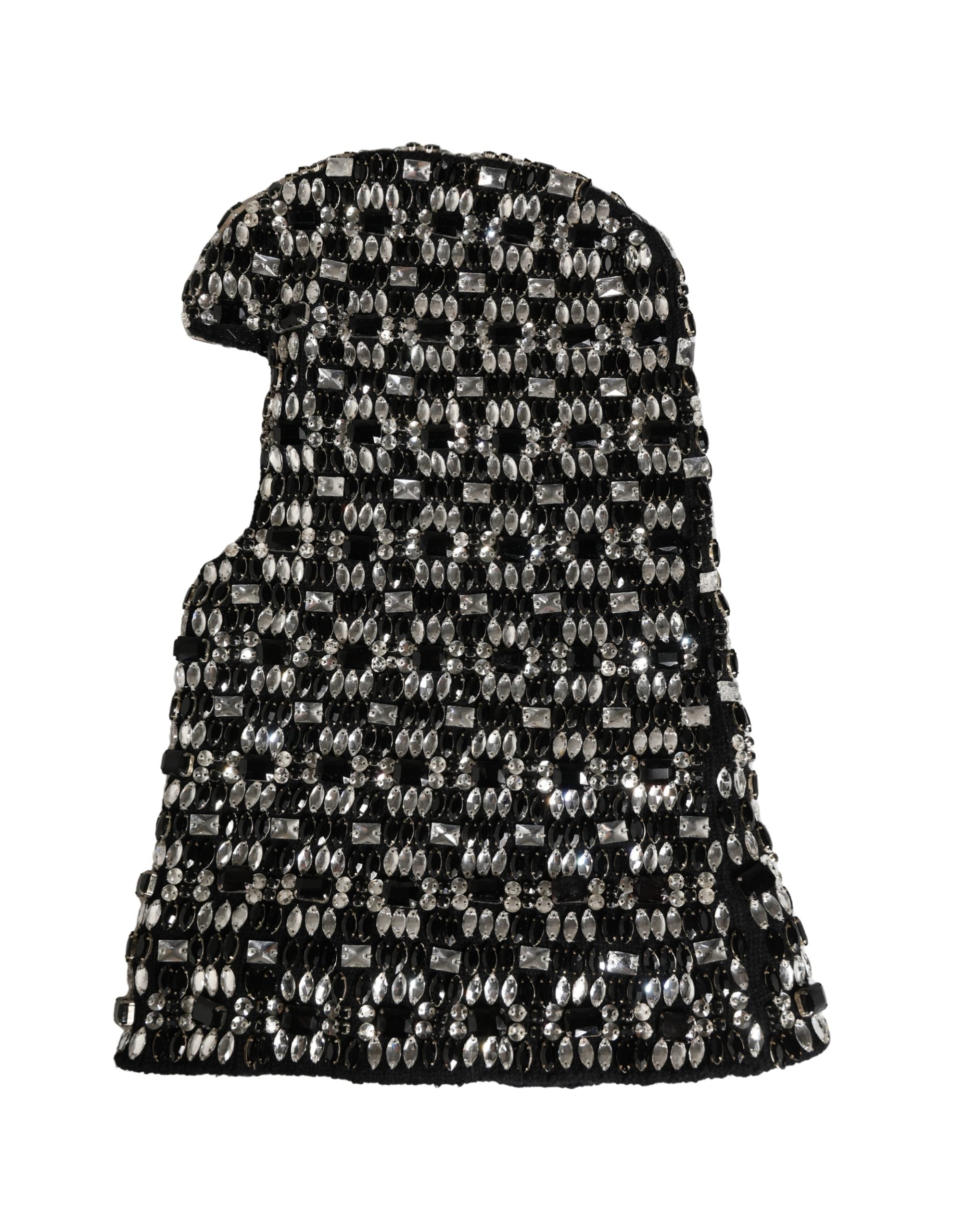 Dolce & Gabbana Black Wool Balaclava with Crystal Embellishment-5