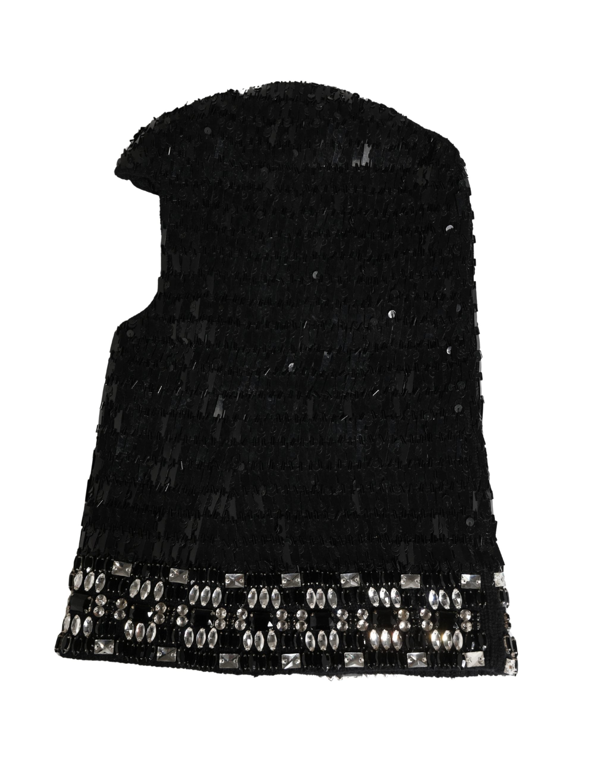 Dolce & Gabbana Schwarze Woll-Sturmhaube mit Kristallbesatz-1