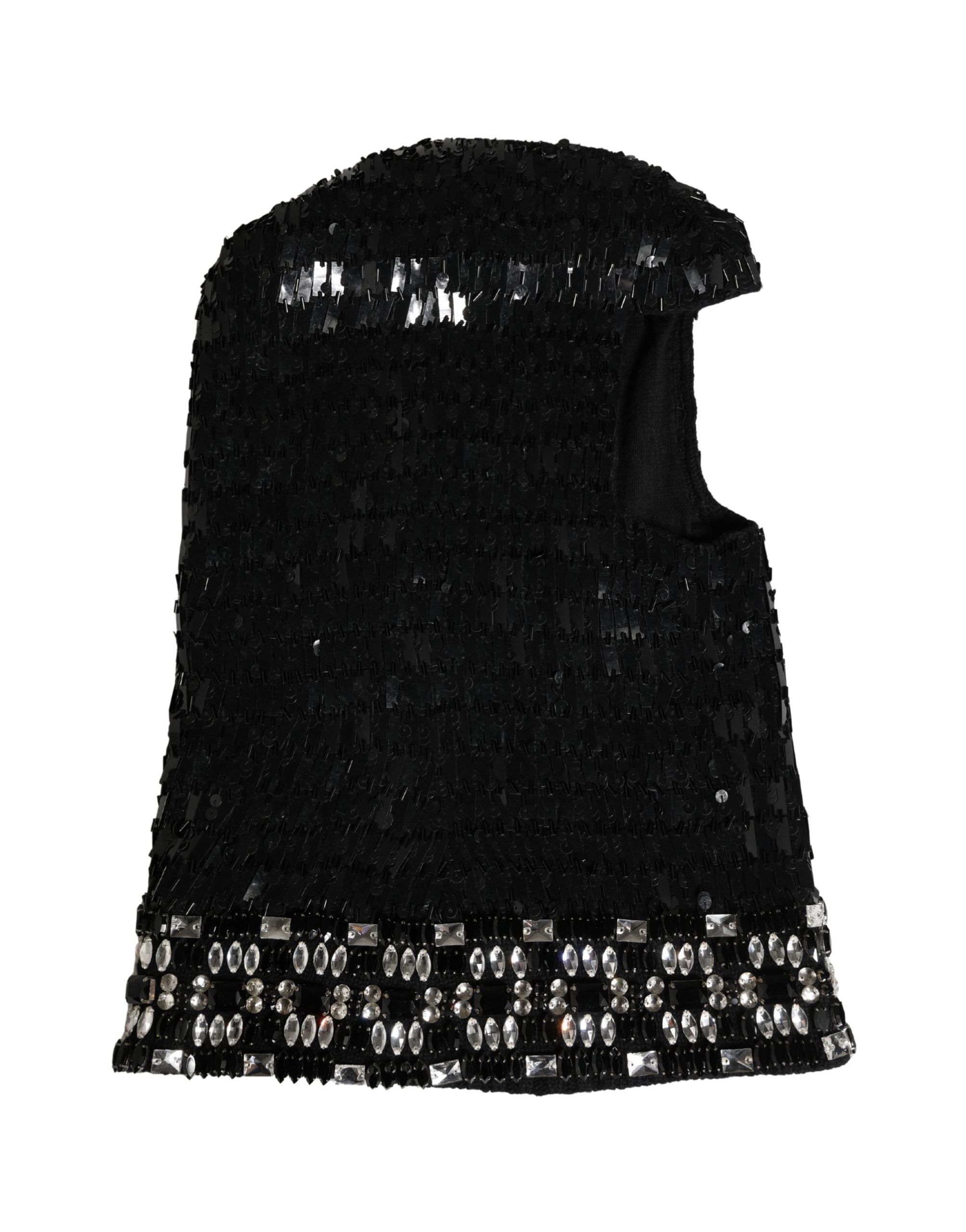 Dolce & Gabbana Schwarze Woll-Sturmhaube mit Kristallbesatz-4