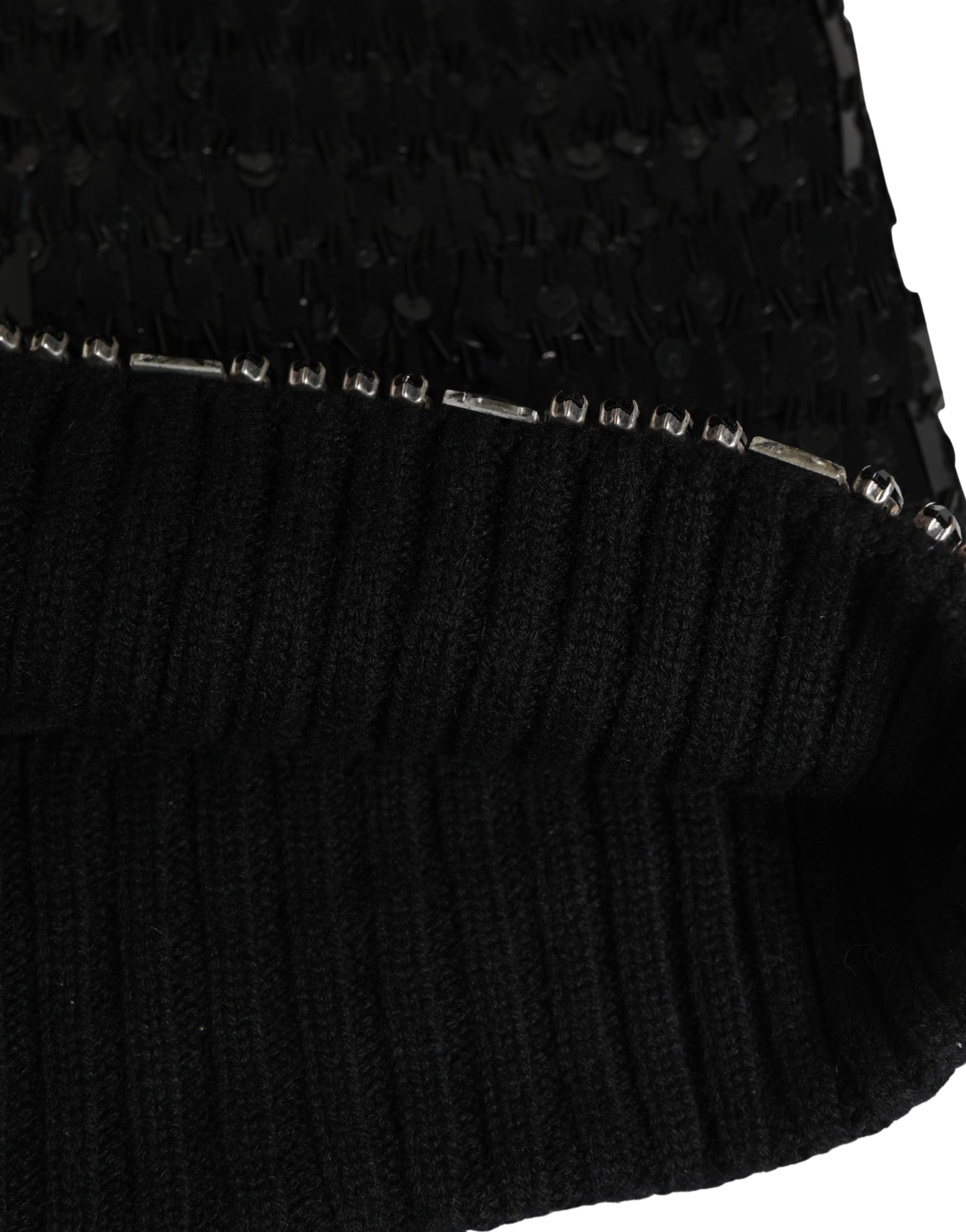 Dolce & Gabbana Schwarze Woll-Sturmhaube mit Kristallbesatz-5