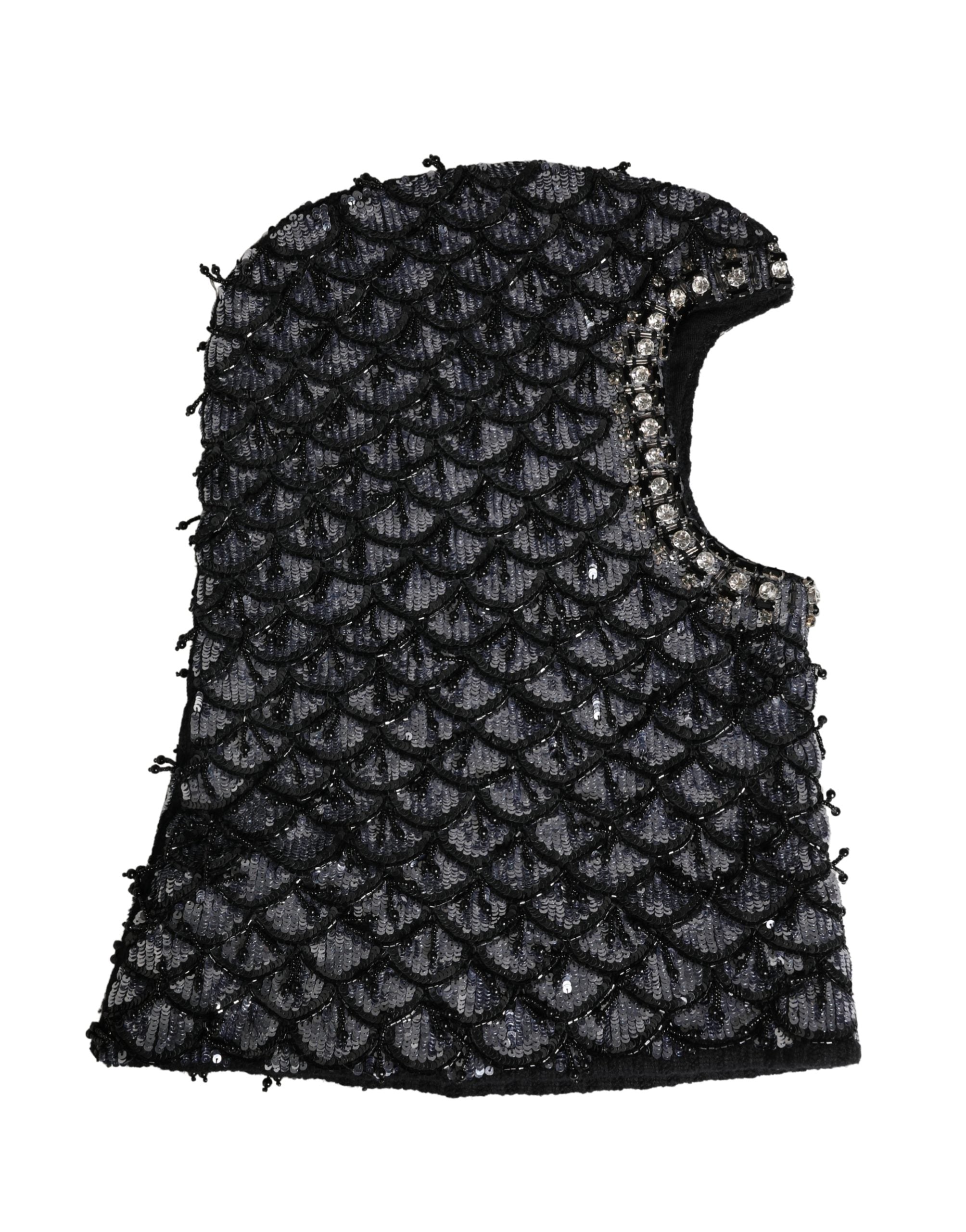 Dolce & Gabbana Black Wool Balaclava with Crystal Embellishment-3