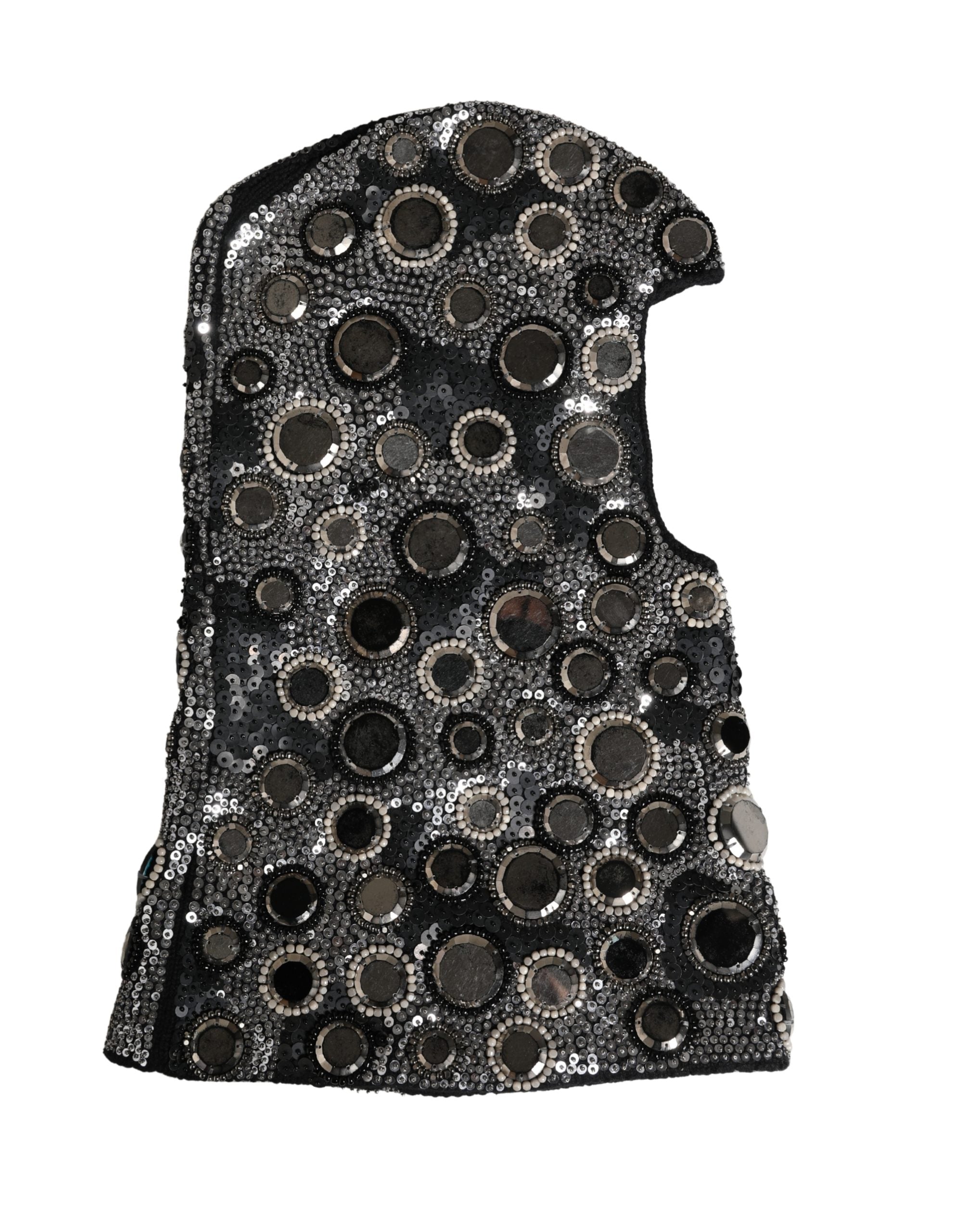 Dolce & Gabbana Black Wool Balaclava with Crystal Embellishment-5