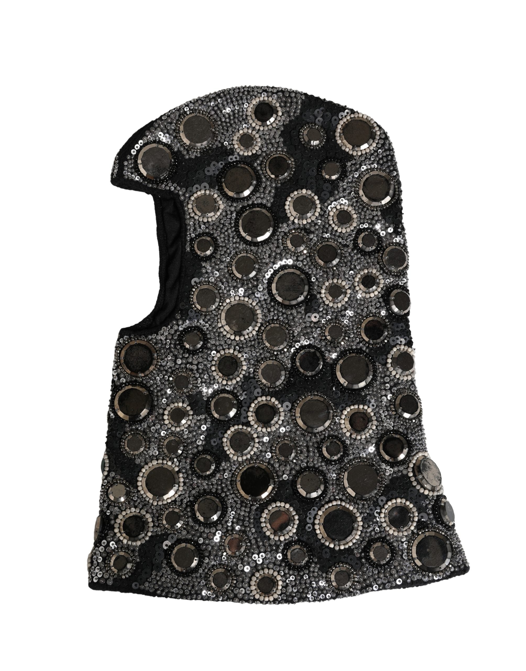 Dolce & Gabbana Black Wool Balaclava with Crystal Embellishment-2