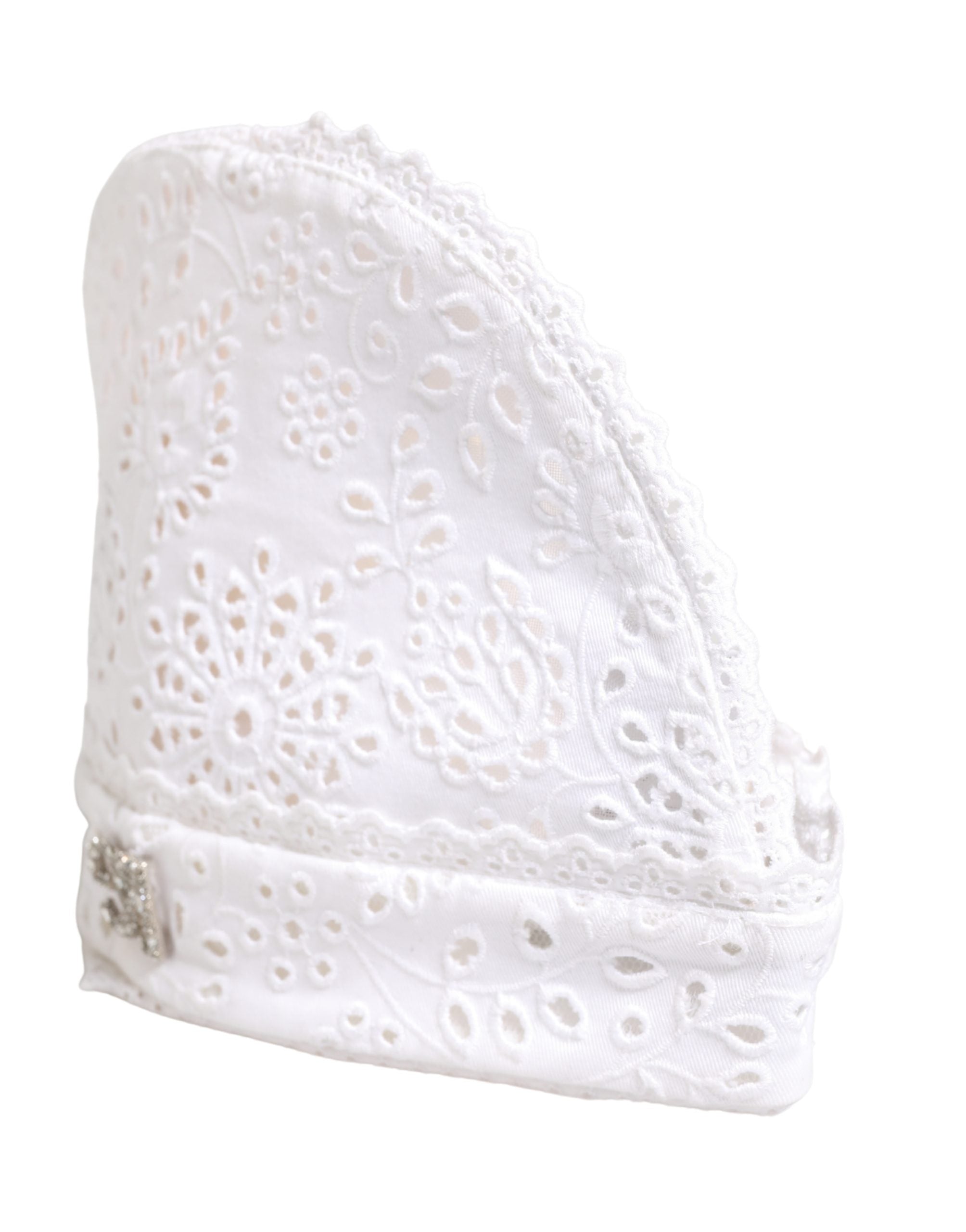 Dolce & Gabbana White Cotton Headband with DG Crystal Embroidery-3