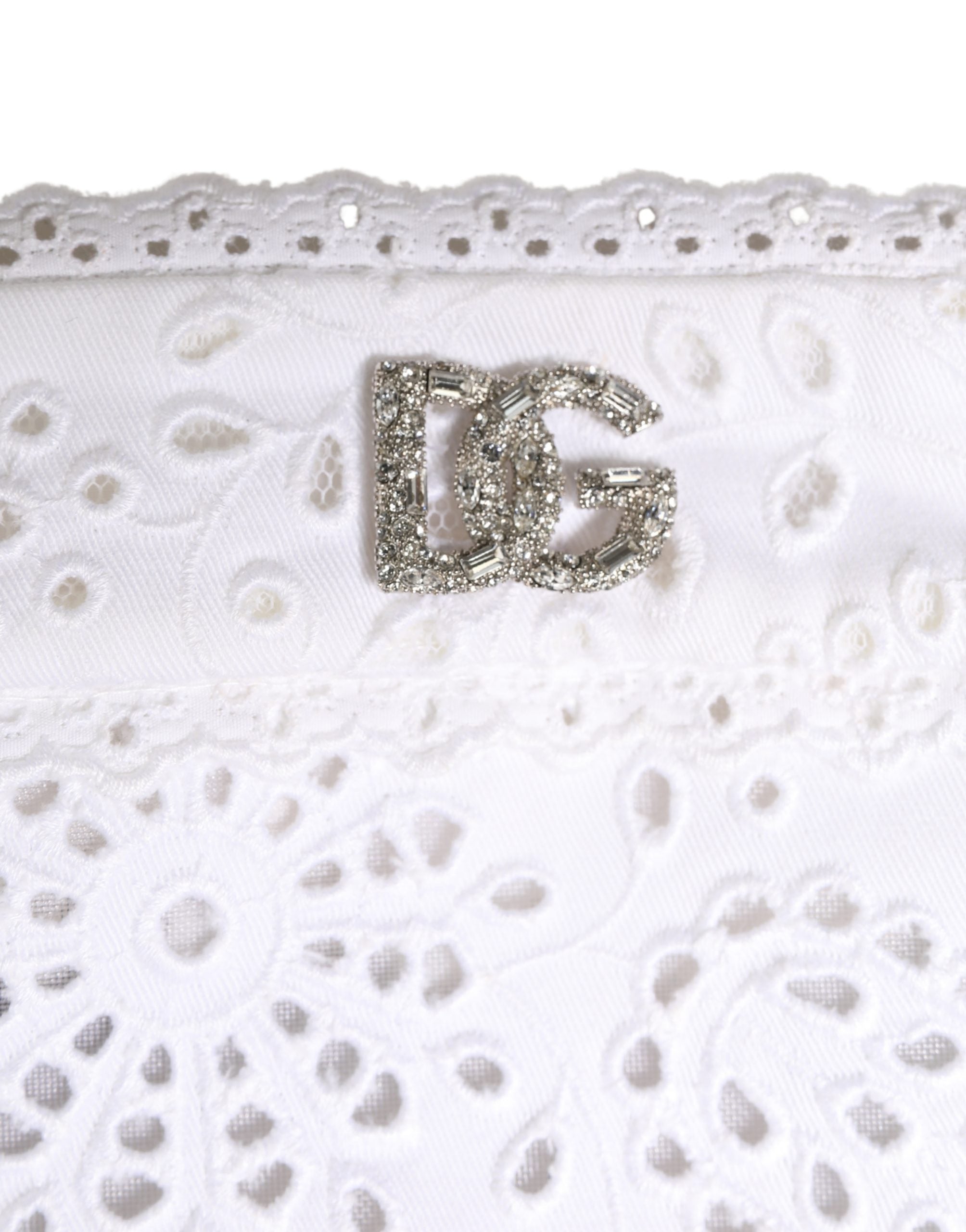 Dolce & Gabbana White Cotton Headband with DG Crystal Embroidery-5