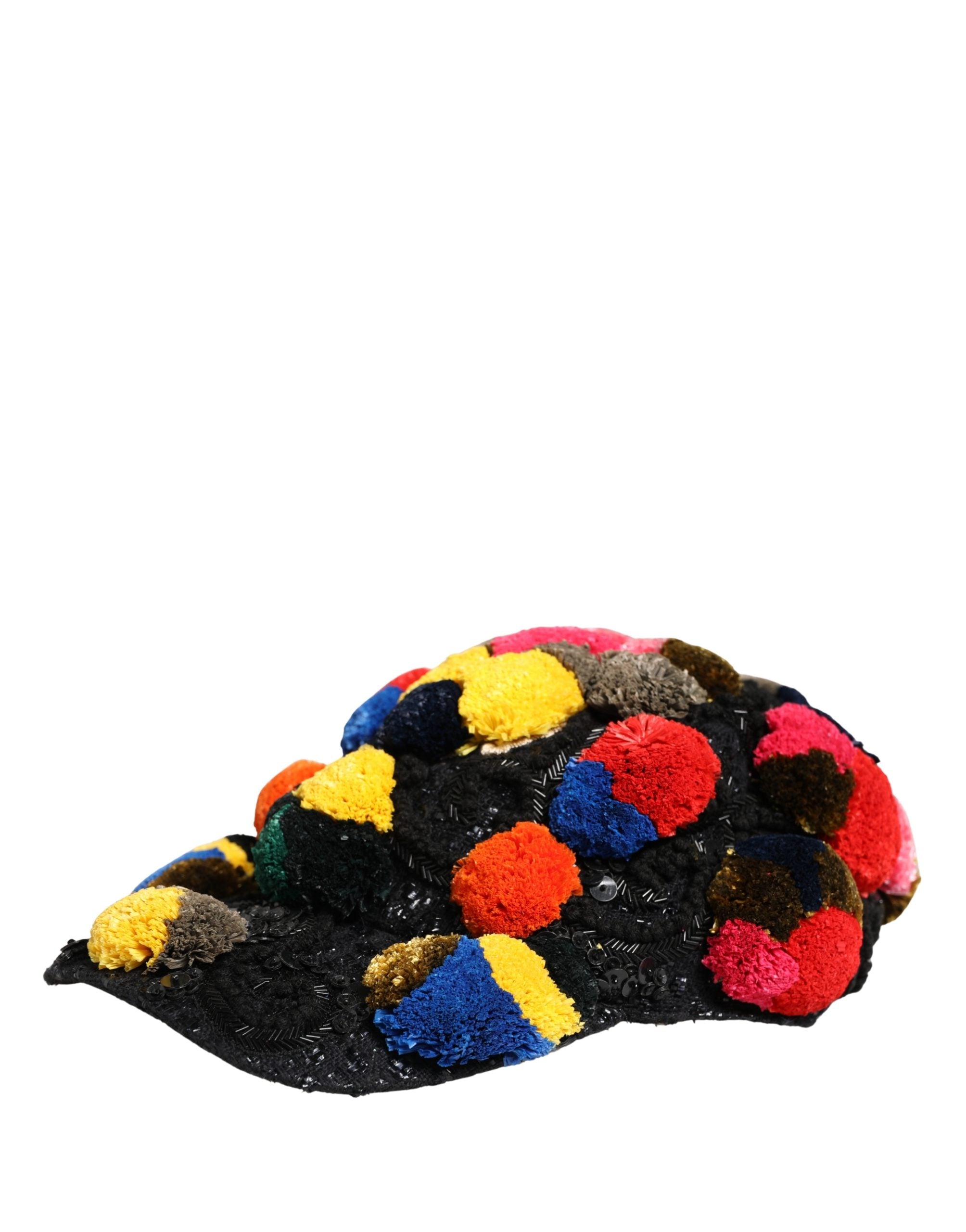 Dolce & Gabbana Hat with Multicolor Pom-Poms and Sequin Embellishment-1