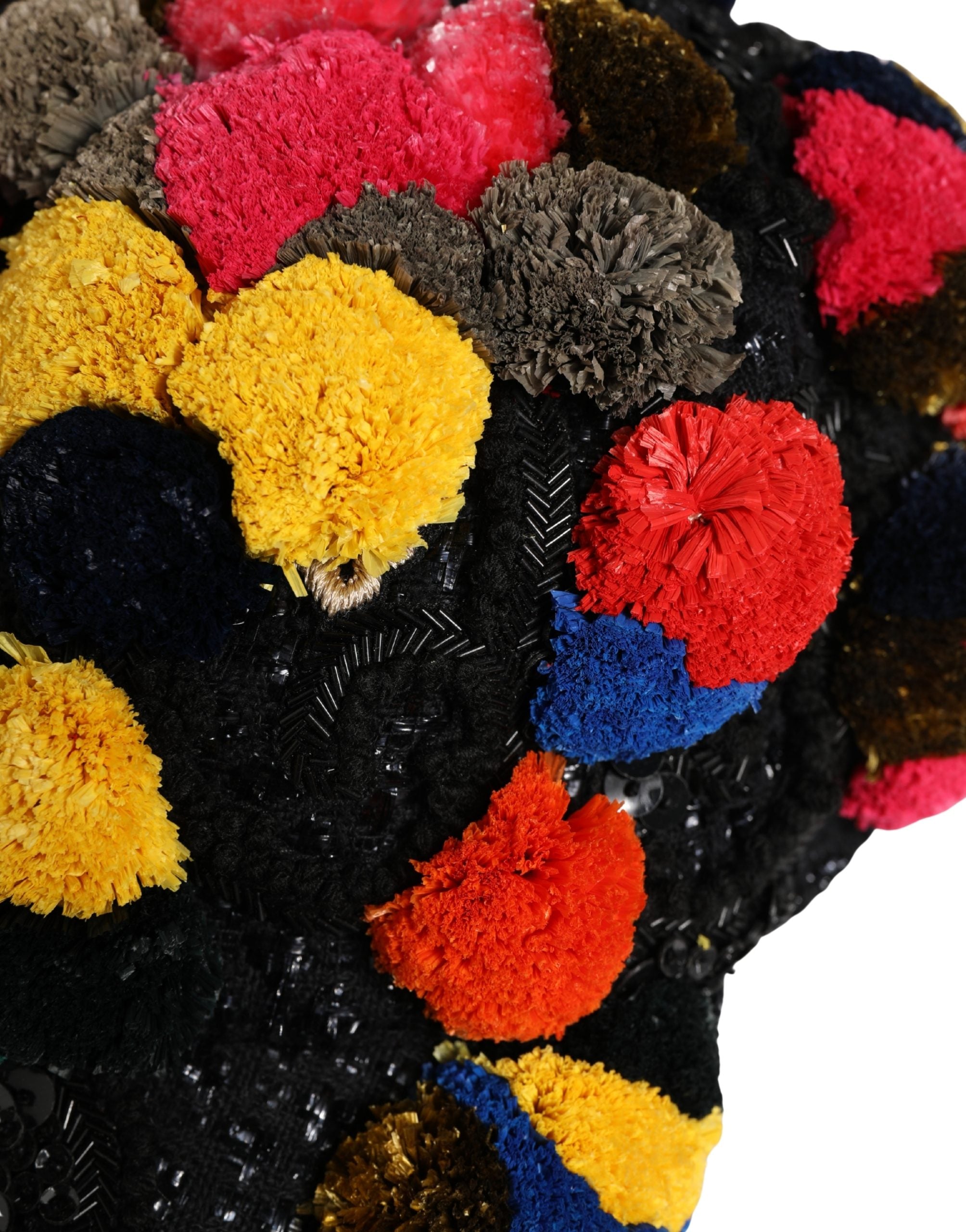 Dolce & Gabbana Hat with Multicolor Pom-Poms and Sequin Embellishment-5
