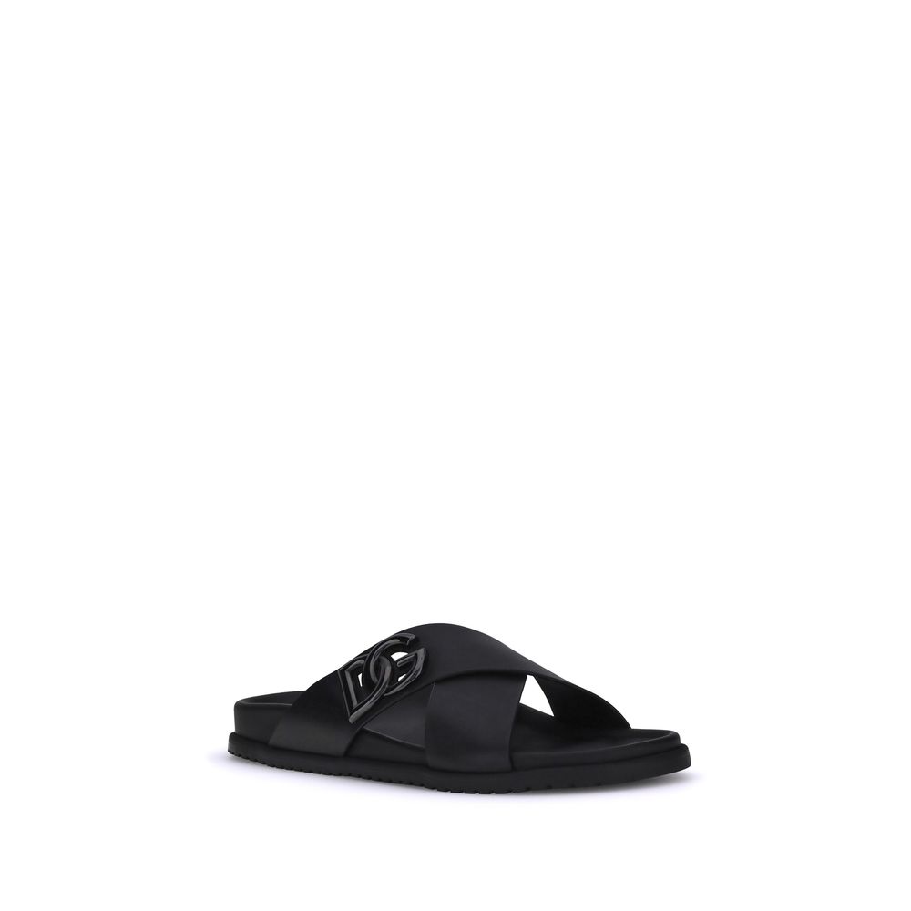 Dolce & Gabbana Schwarze Sandalen aus Kalbsleder Bos Taurus-2