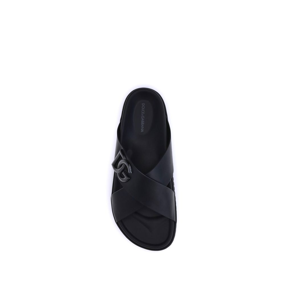 Dolce & Gabbana Schwarze Sandalen aus Kalbsleder Bos Taurus-4