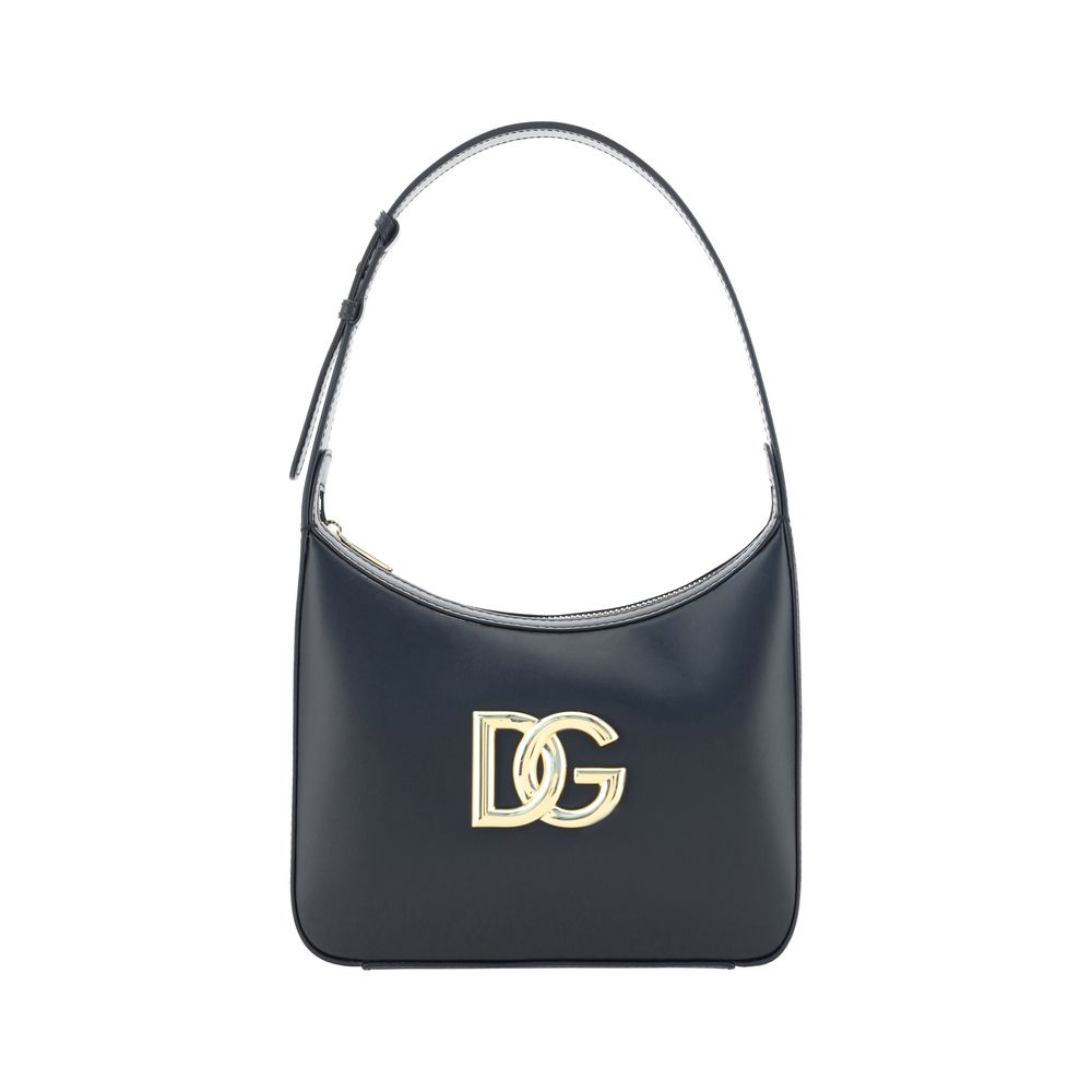 Dolce & Gabbana Schwarze Kalbsleder Bos Taurus Schultertasche-1