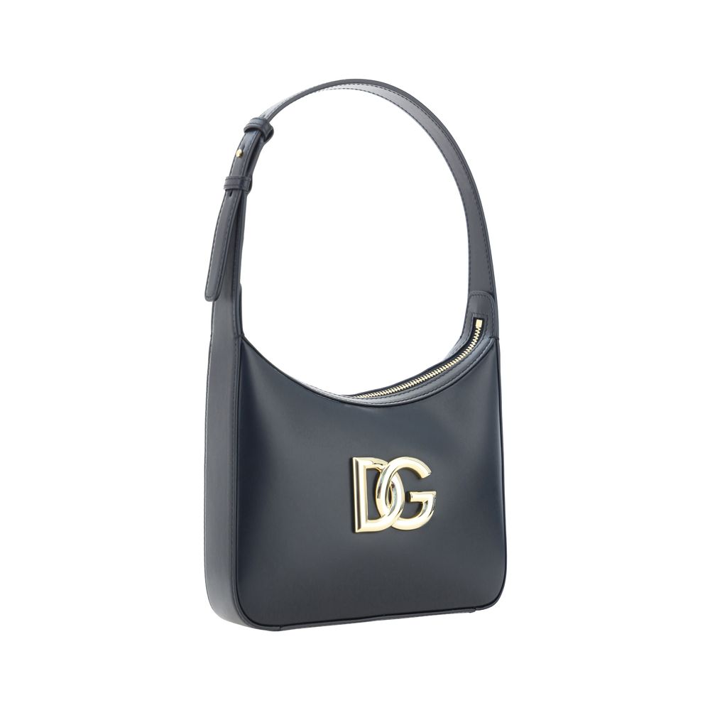 Dolce & Gabbana Schwarze Kalbsleder Bos Taurus Schultertasche-2
