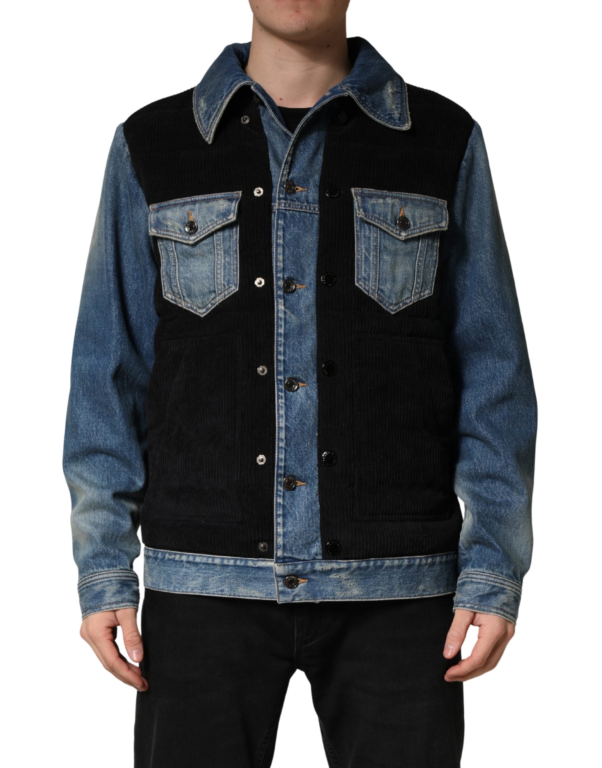 Dolce & Gabbana Men's Black Blue Cotton Denim Blouson Jacket-1