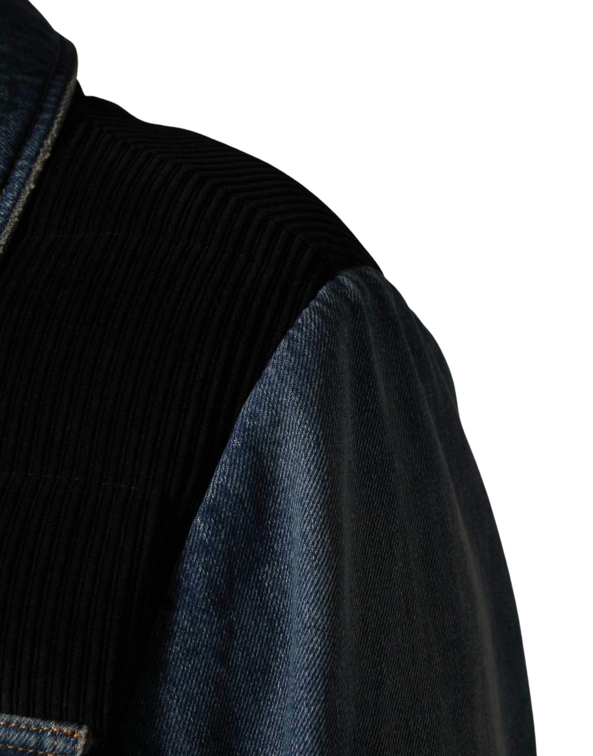 Dolce & Gabbana Men's Black Blue Cotton Denim Blouson Jacket-6