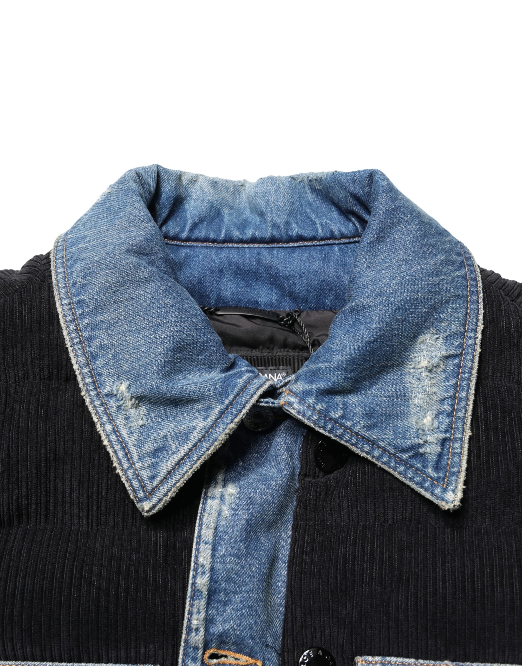 Dolce & Gabbana Men's Black Blue Cotton Denim Blouson Jacket-7