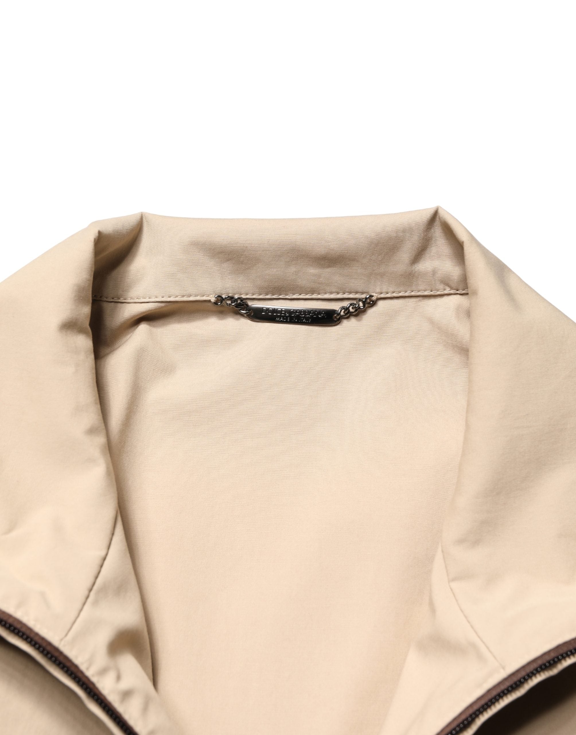 Dolce & Gabbana Brown Beige Cotton Zip Windbreaker-7