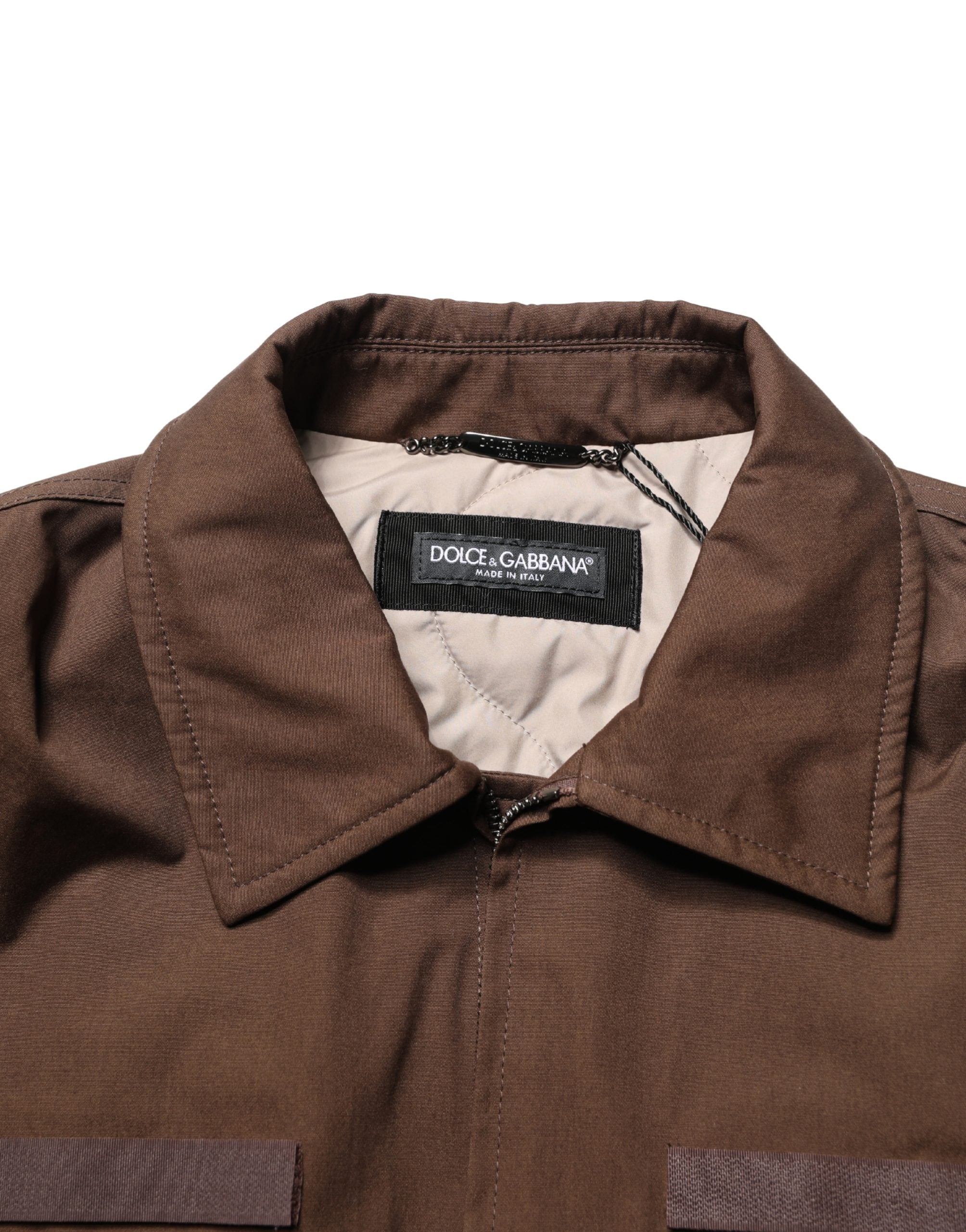 Dolce & Gabbana Brown Cotton-Stretch Bomber Jacket with Full Zip-7