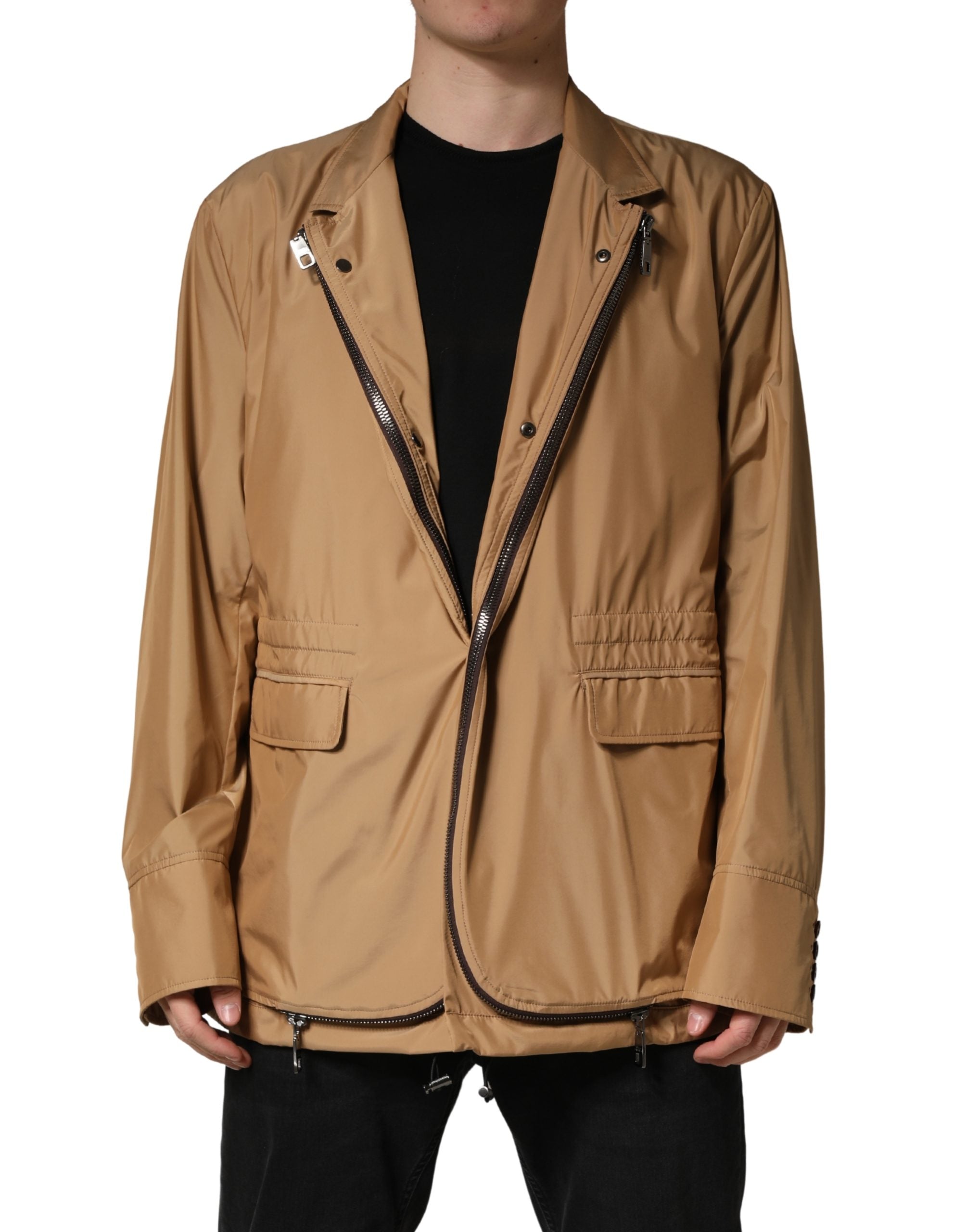 Dolce & Gabbana Brown Single-Breasted Layered Coat-2