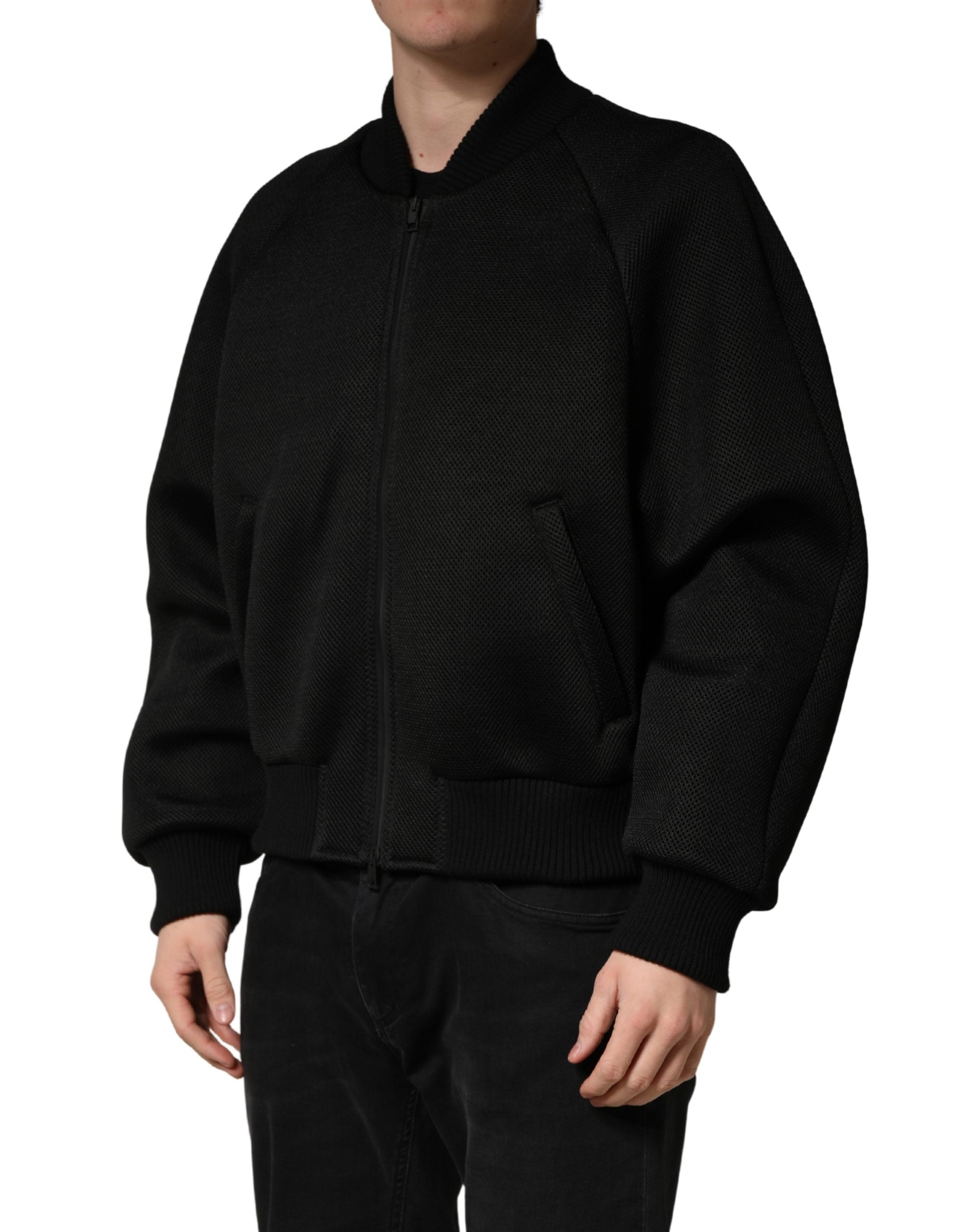 Dolce & Gabbana Men's Black Nylon Bomber Jacket with Full Zip-3