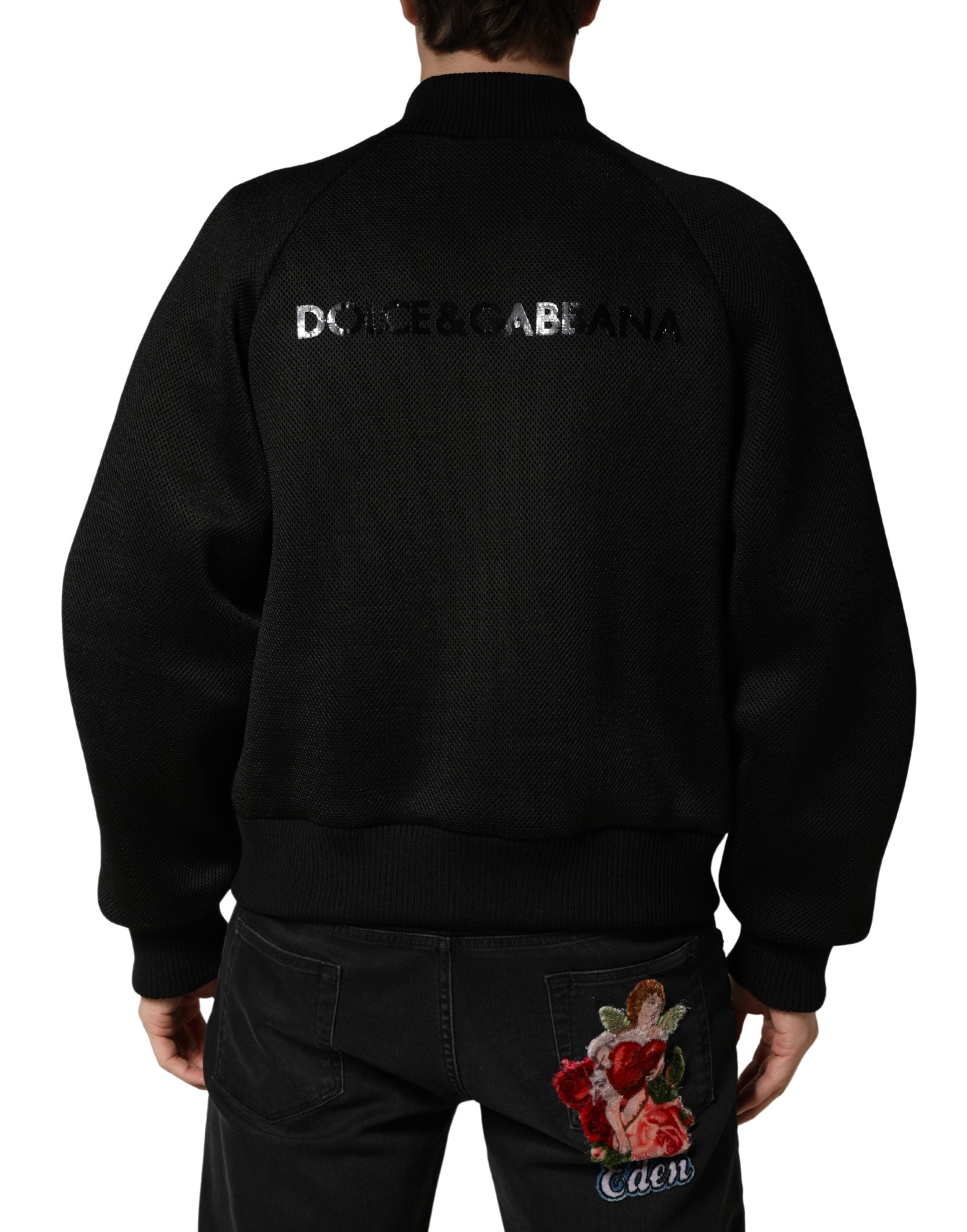 Dolce & Gabbana Men's Black Nylon Bomber Jacket with Full Zip-4