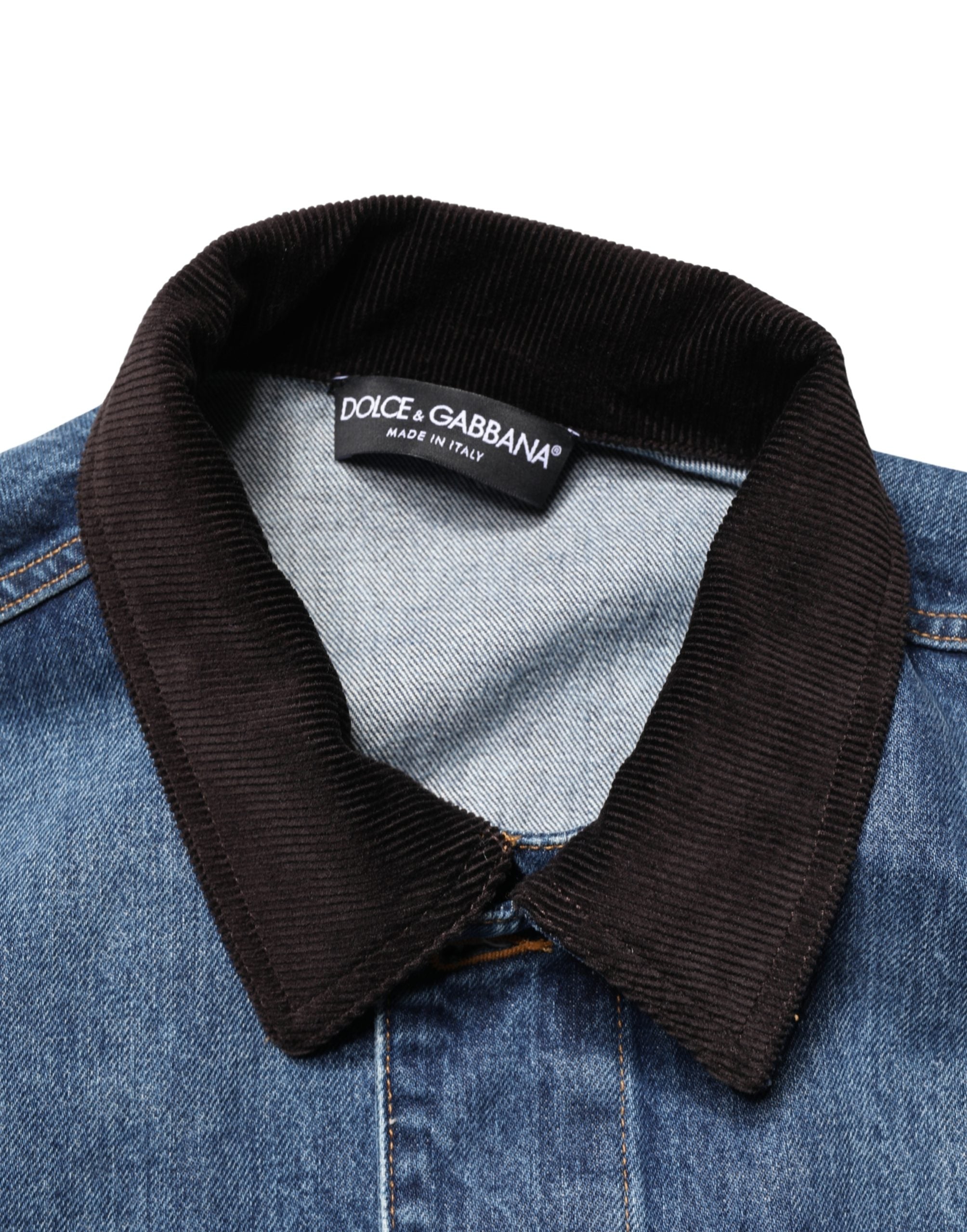 Dolce & Gabbana Men's Black Blue Cotton Denim Blouson Jacket-7