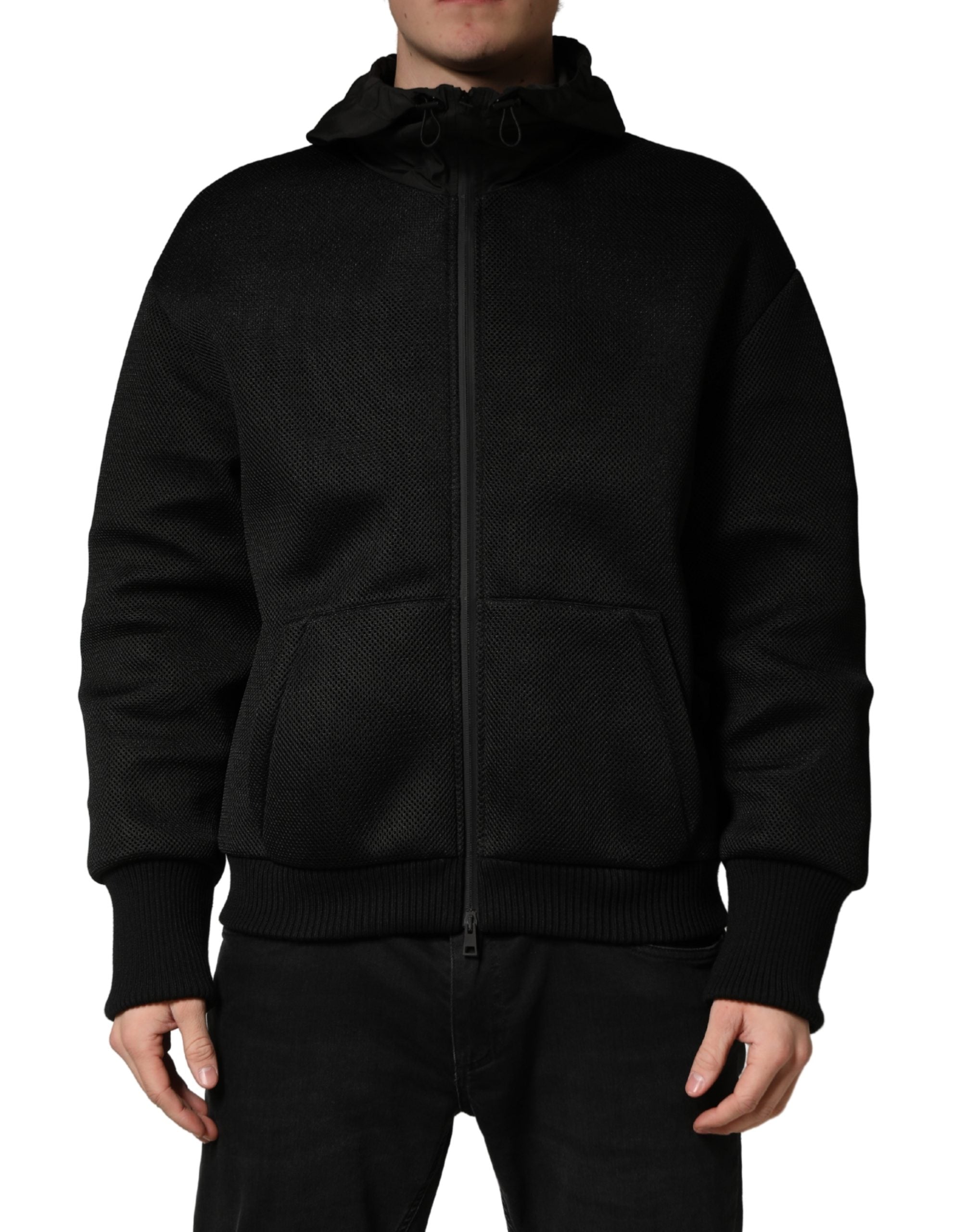 Dolce & Gabbana Men's Black Full Zip Hooded Bomber Jacket-2