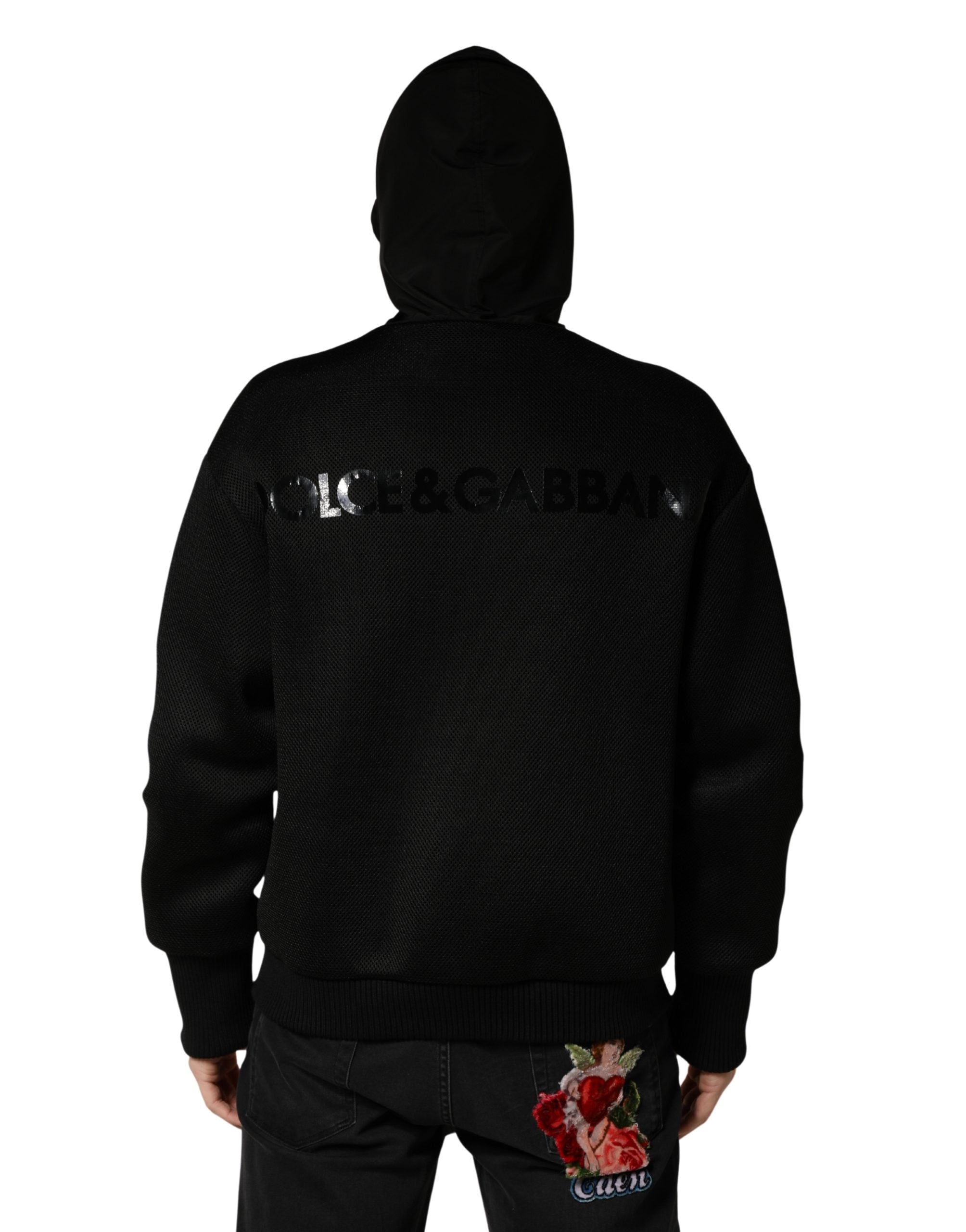 Dolce & Gabbana Men's Black Full Zip Hooded Bomber Jacket-4