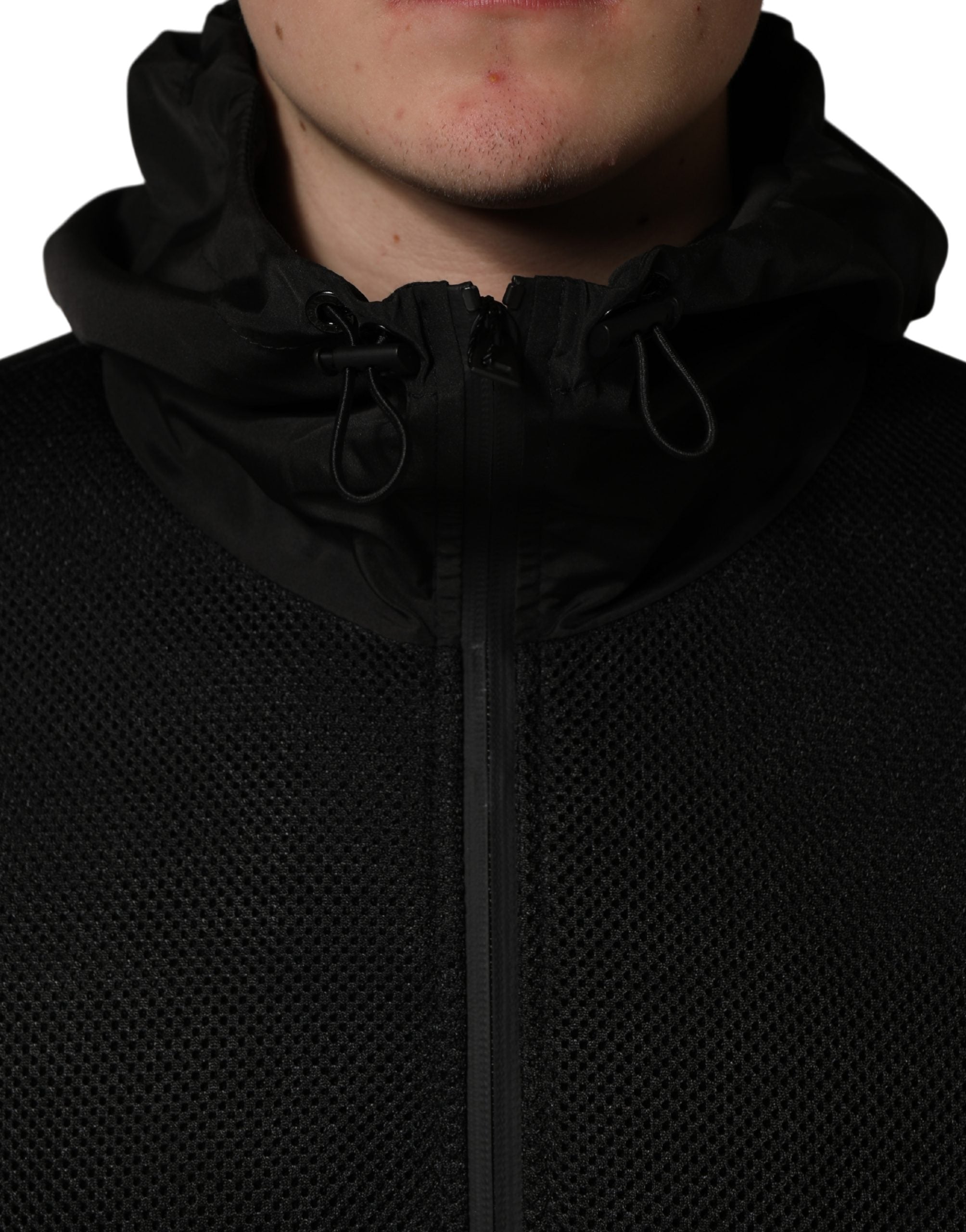 Dolce & Gabbana Men's Black Full Zip Hooded Bomber Jacket-5