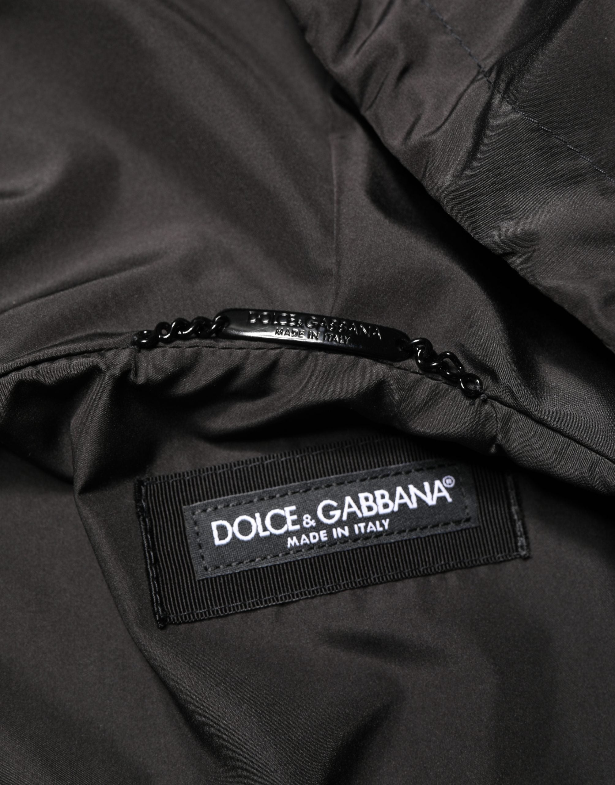 Dolce & Gabbana Men's Black Full Zip Hooded Bomber Jacket-8