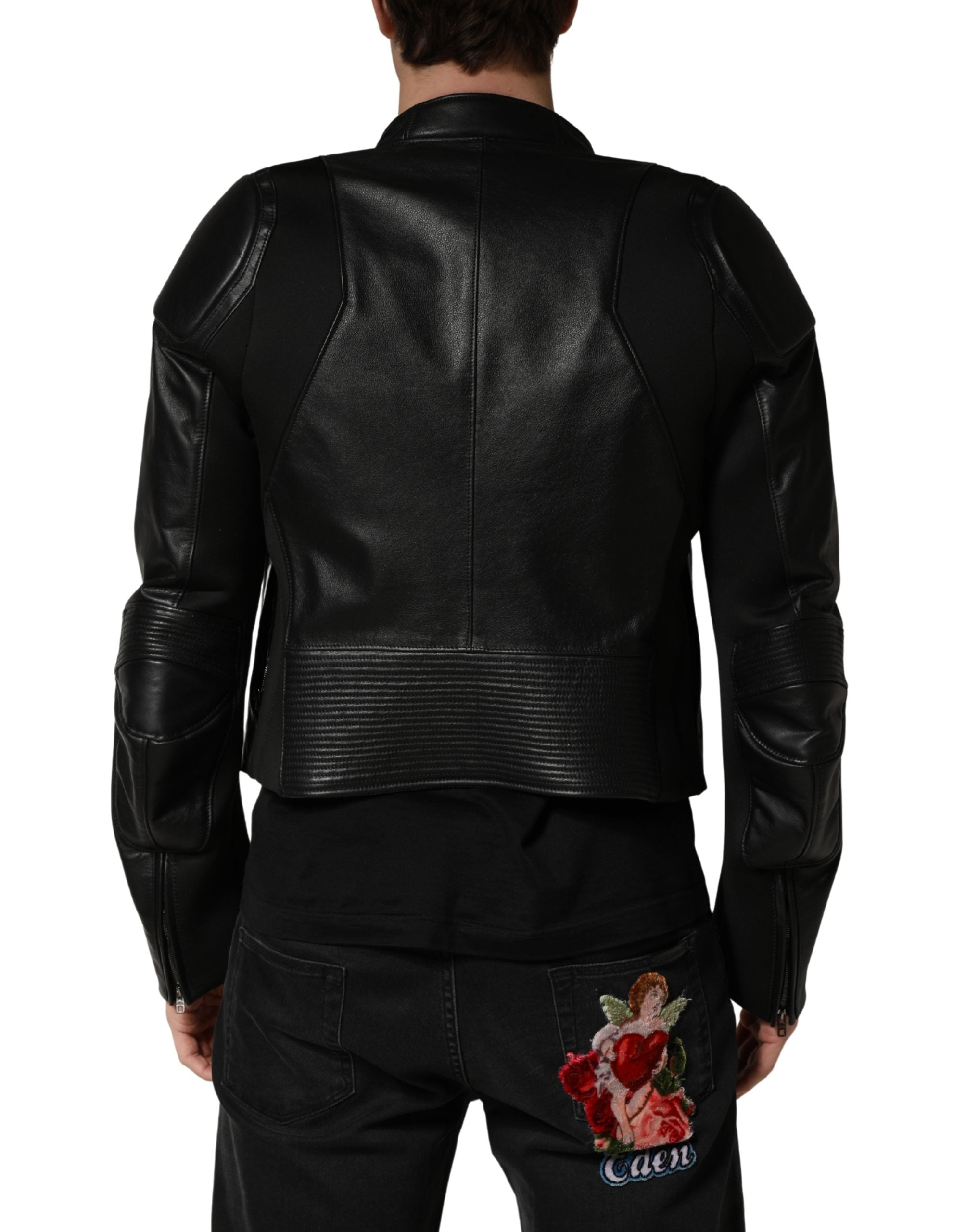 Dolce & Gabbana Men's Black Nylon Full-Zip Biker Jacket-4