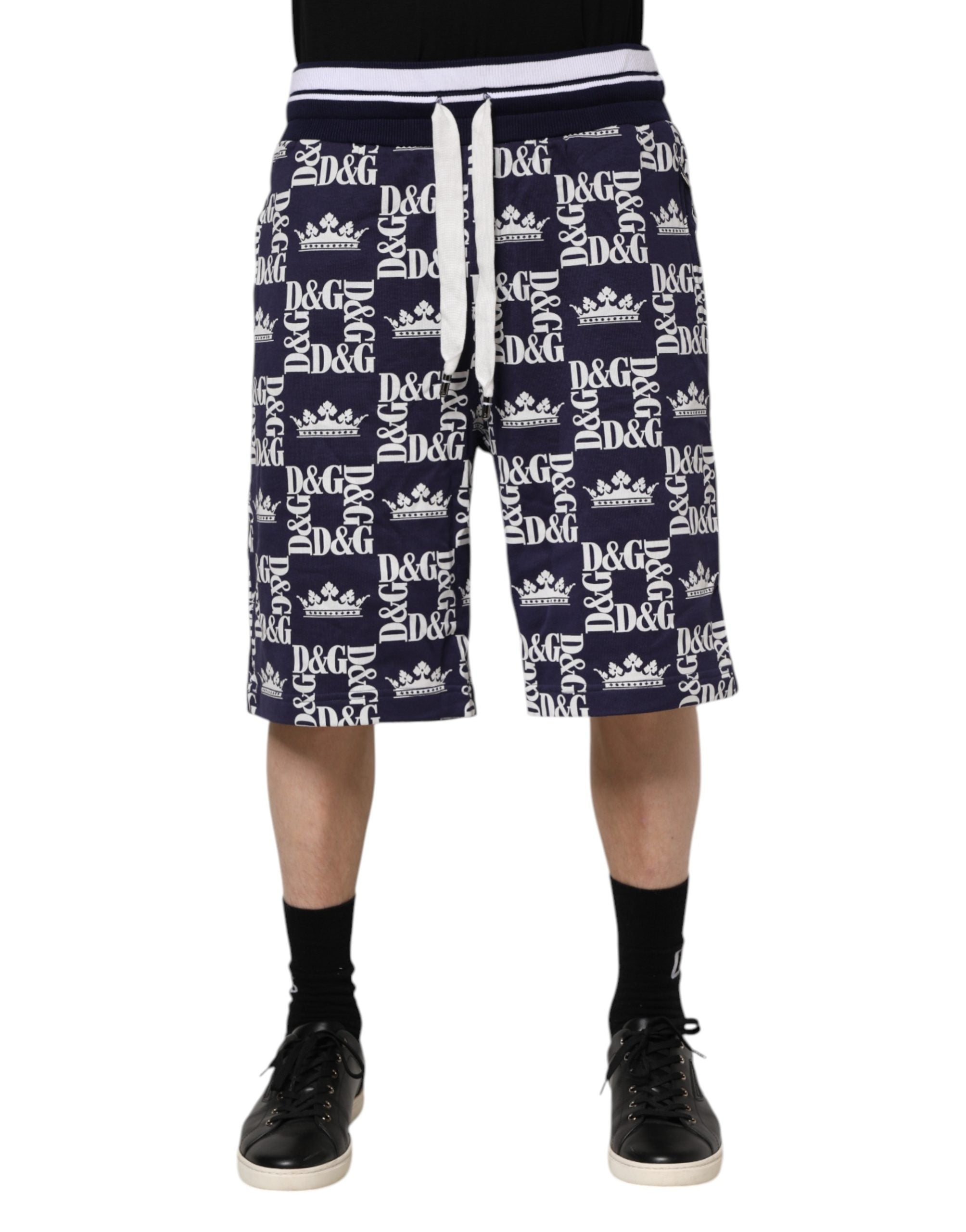 Dolce & Gabbana Blue DG Logo Print Chino Men's Bermuda Shorts-1