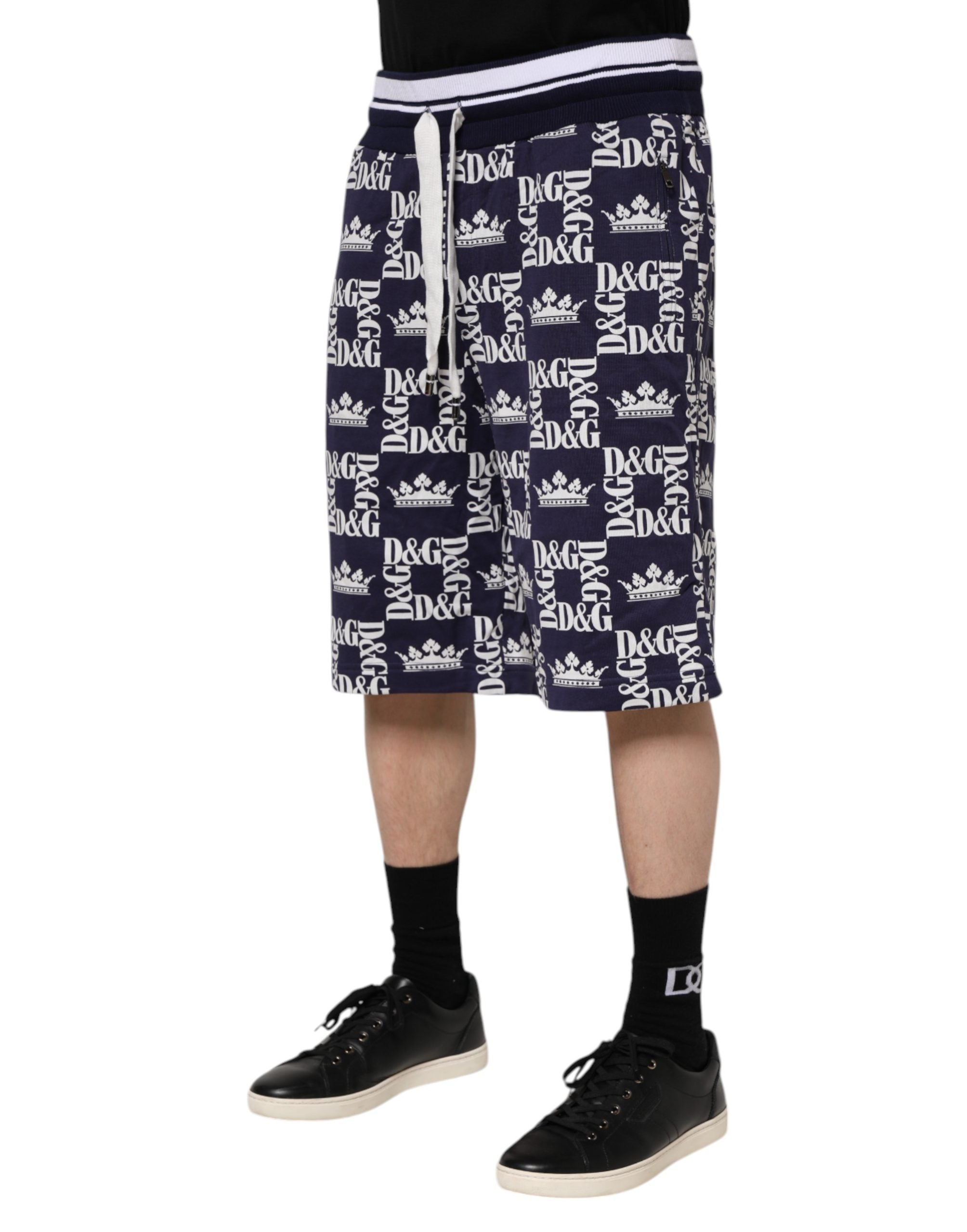 Dolce & Gabbana Blue DG Logo Print Chino Men's Bermuda Shorts-3