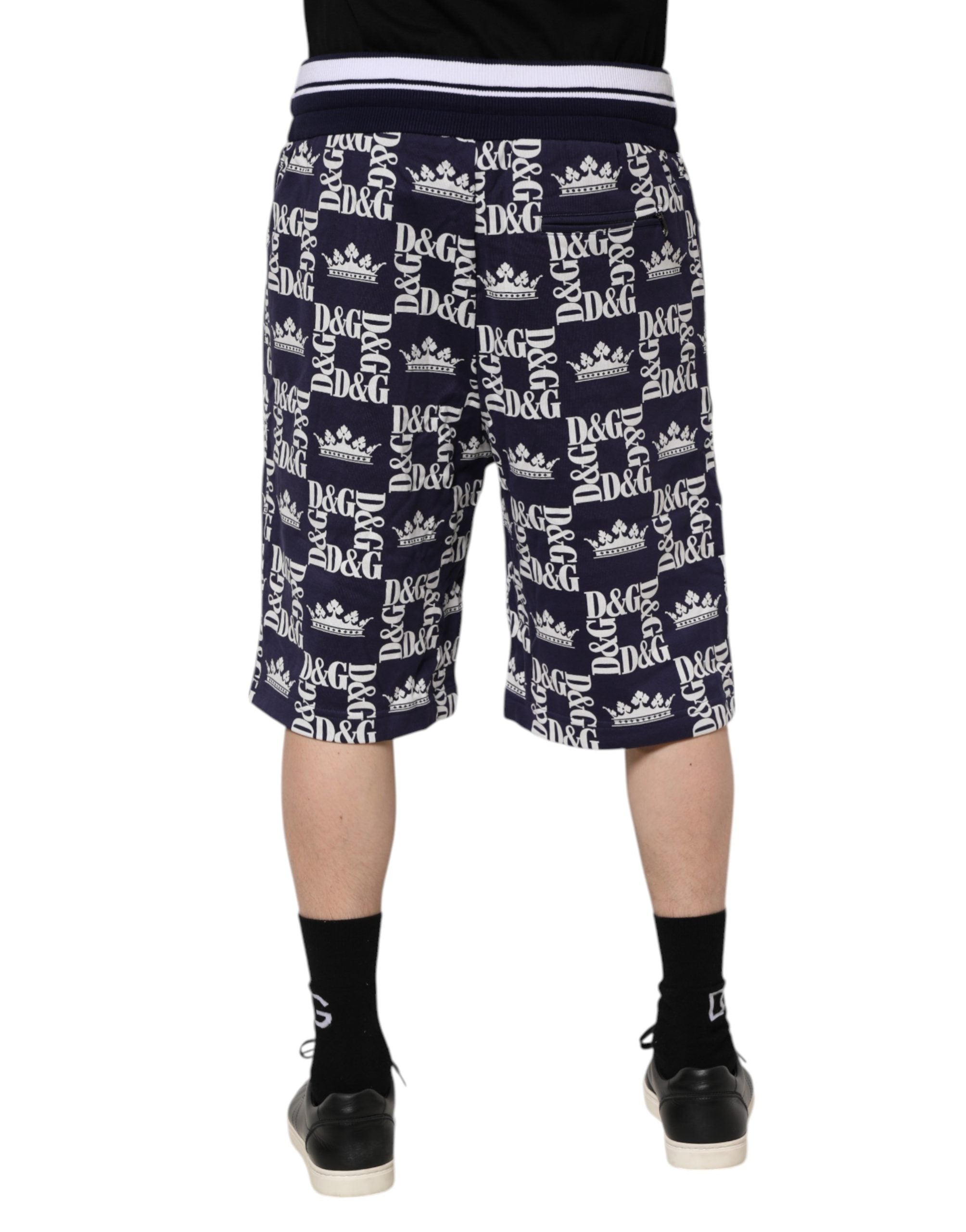 Dolce & Gabbana Blue DG Logo Print Chino Men's Bermuda Shorts-4