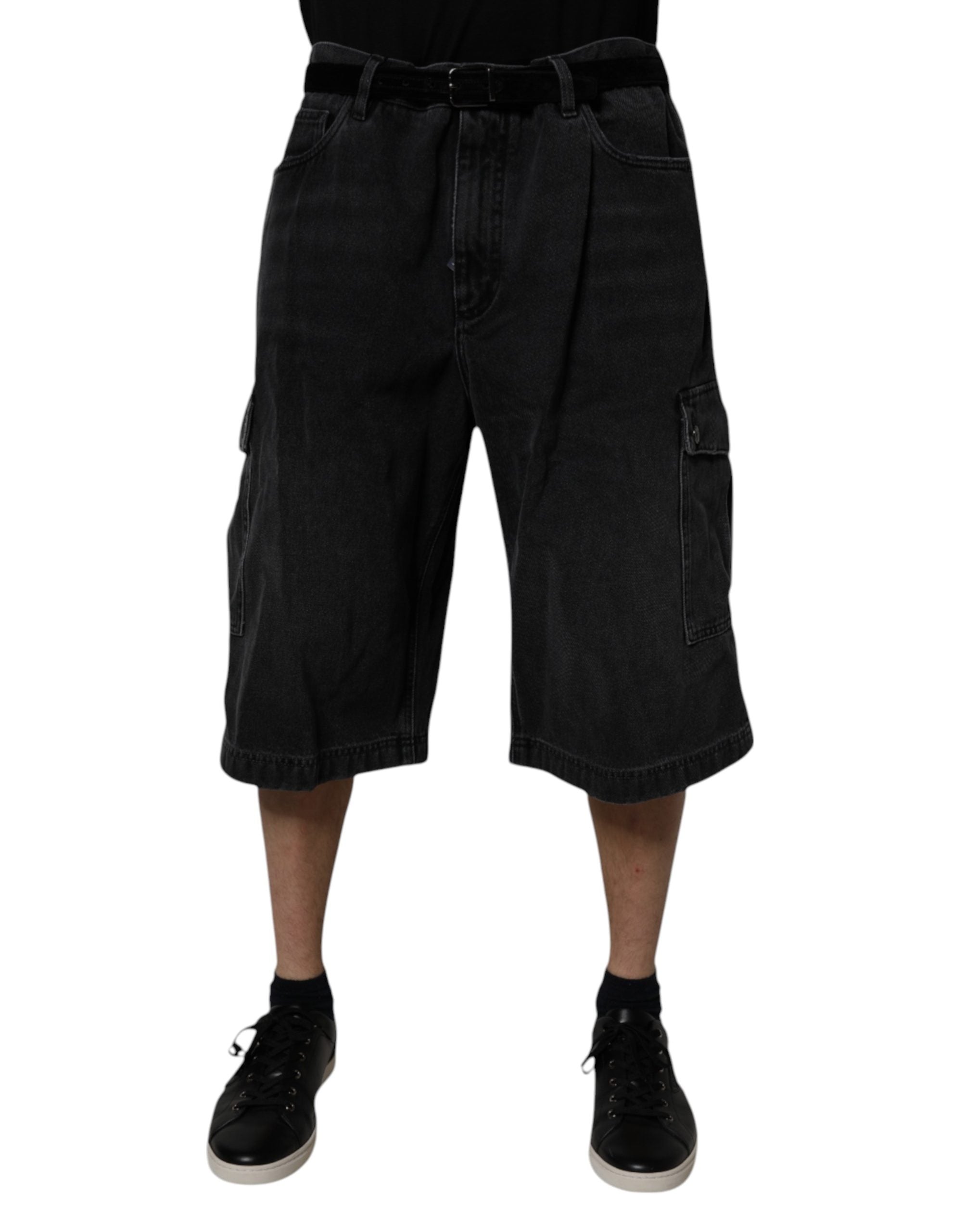 Dolce & Gabbana Black Mid-Rise Cargo Bermuda Shorts
