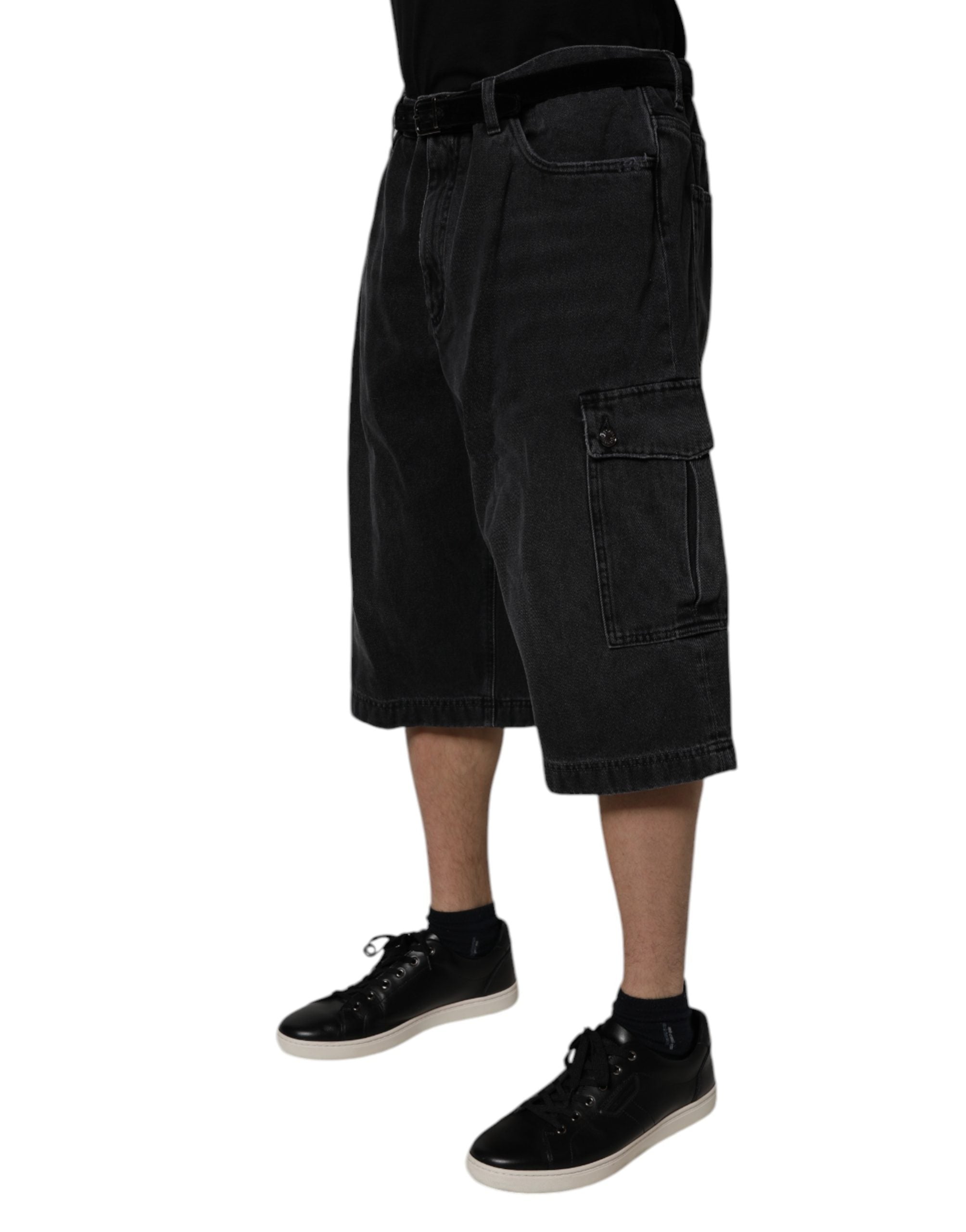 Dolce & Gabbana Schwarze Cargo-Bermudashorts mit mittlerer Taille-3