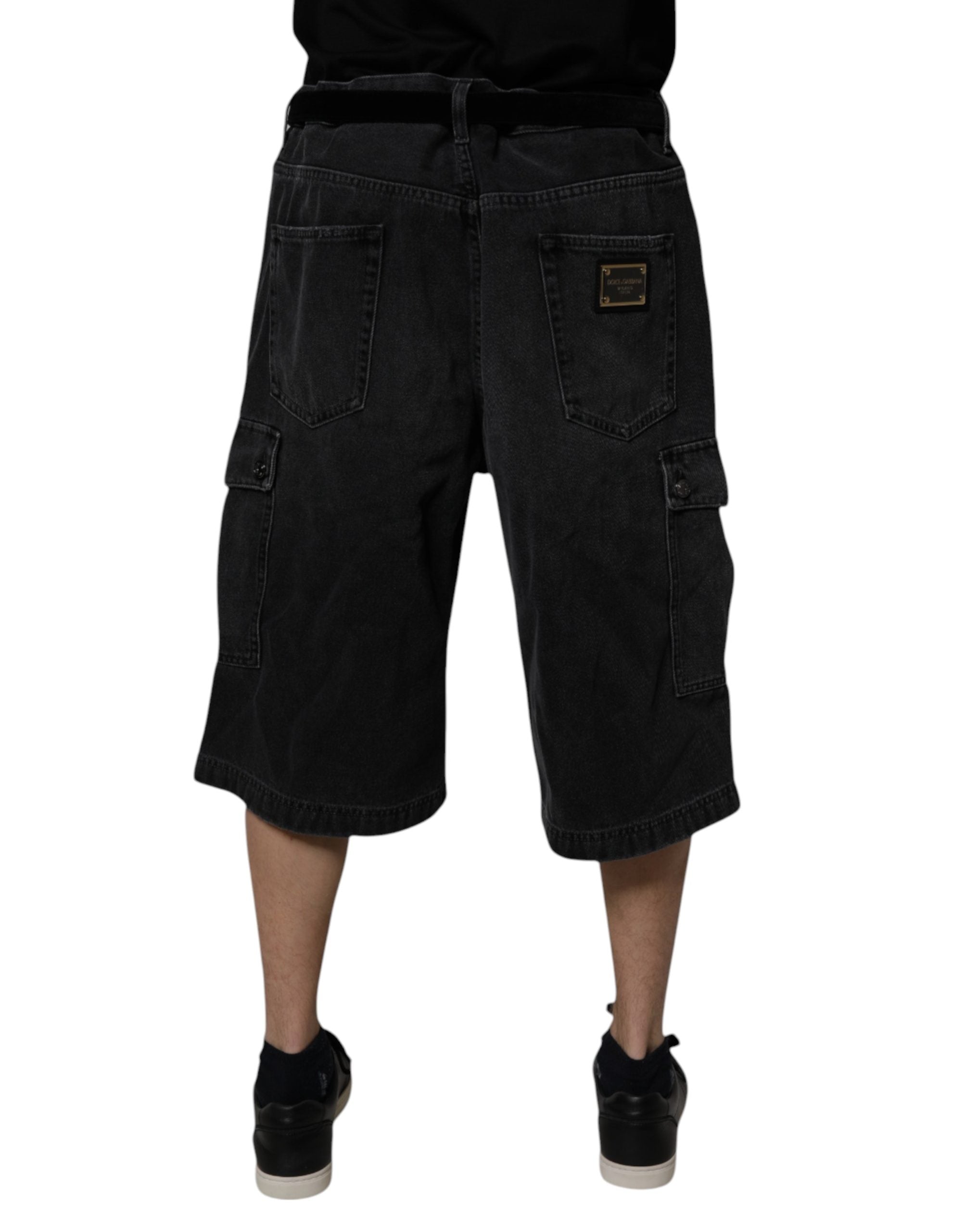Dolce & Gabbana Schwarze Cargo-Bermudashorts mit mittlerer Taille-4