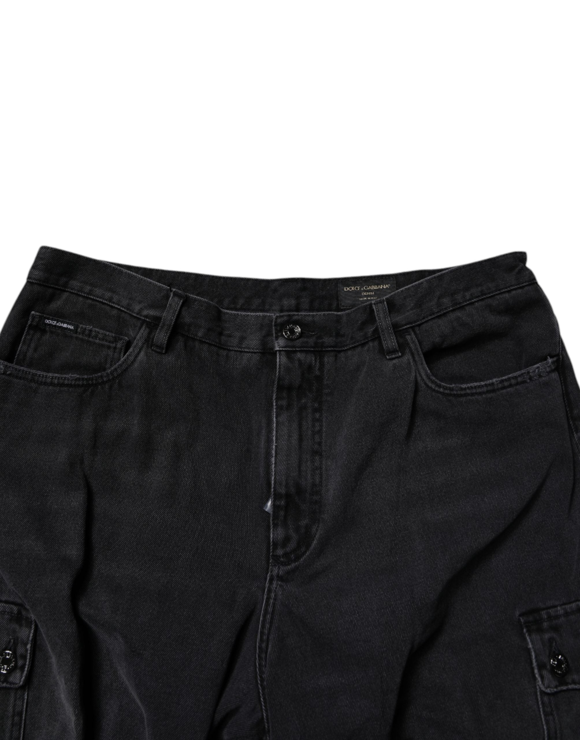 Dolce & Gabbana Schwarze Cargo-Bermudashorts mit mittlerer Taille-5