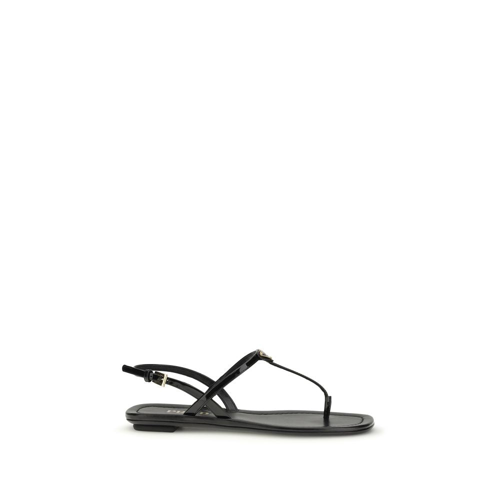 Prada Schwarze Bos Taurus Kalbsleder-Flip-Flop-Sandalen-1