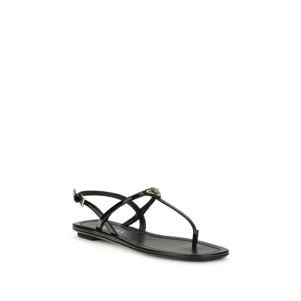 Prada Schwarze Bos Taurus Kalbsleder-Flip-Flop-Sandalen-2