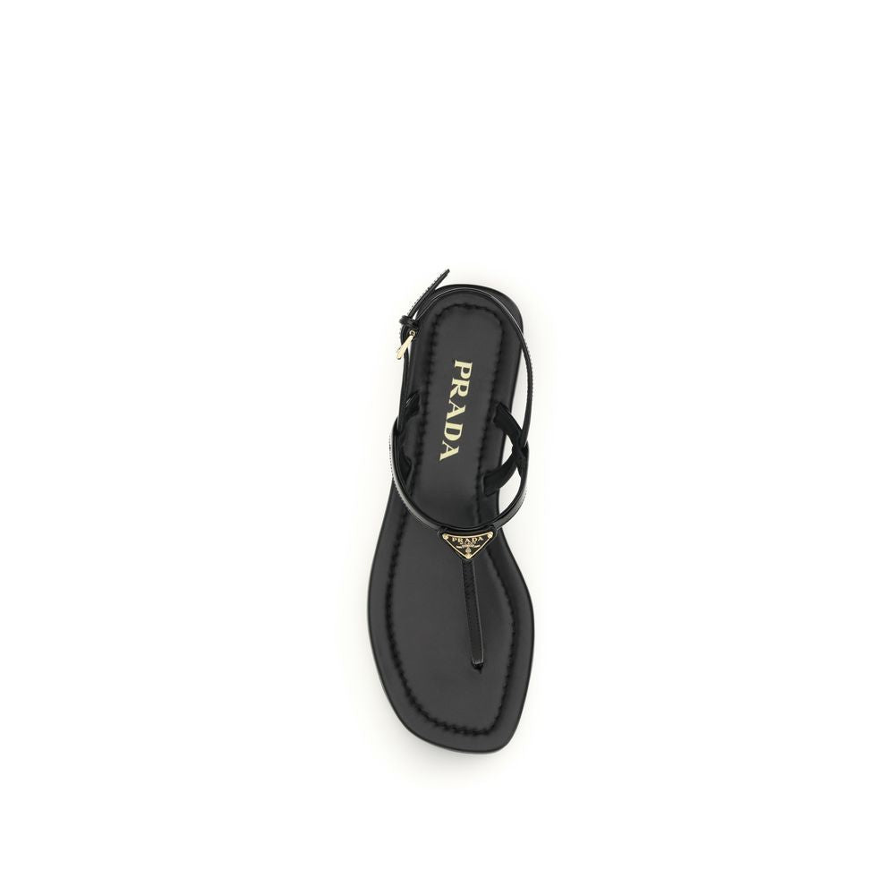 Prada Schwarze Bos Taurus Kalbsleder-Flip-Flop-Sandalen-4