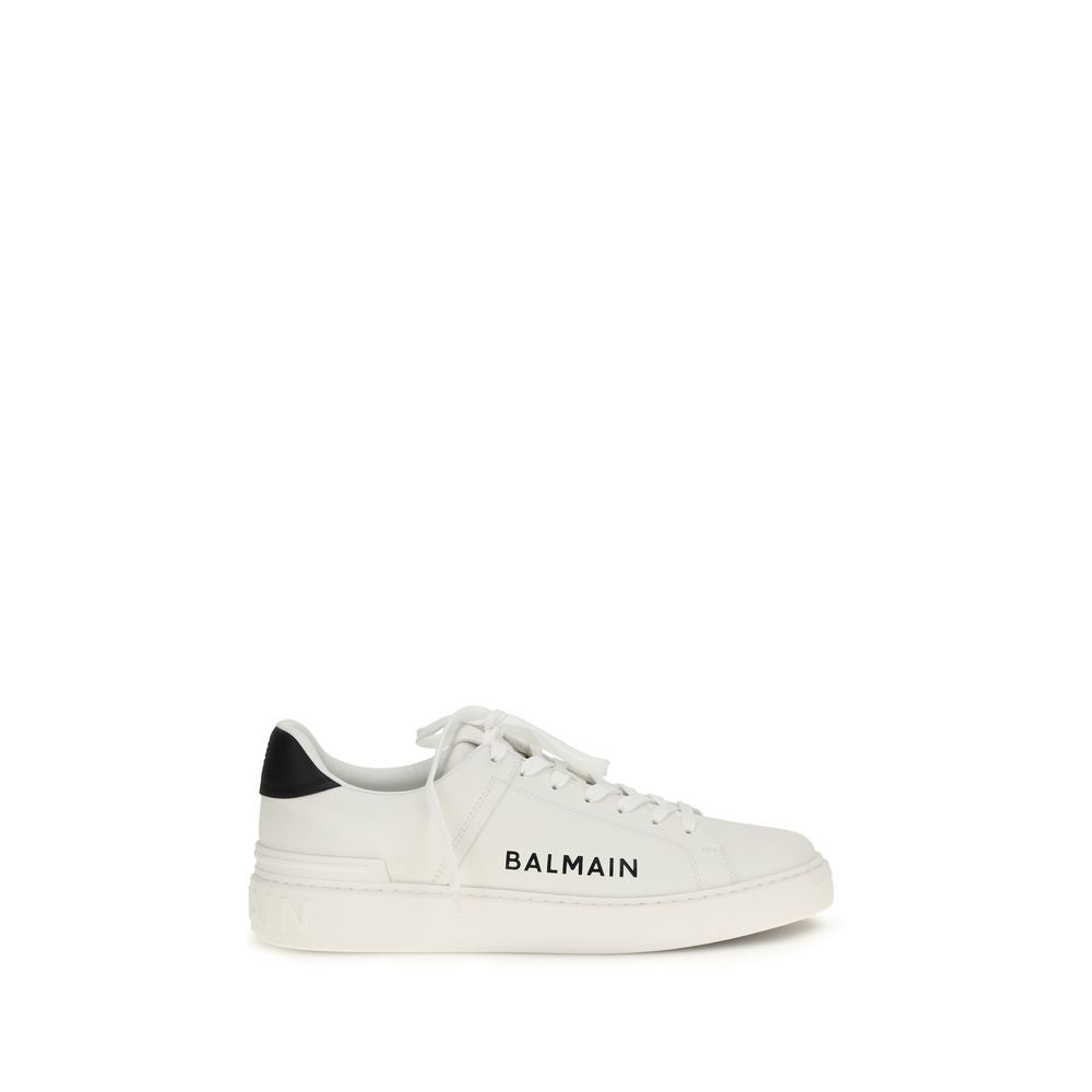 Balmain White Bos Taurus Calfskin Low-Top Sneakers-1