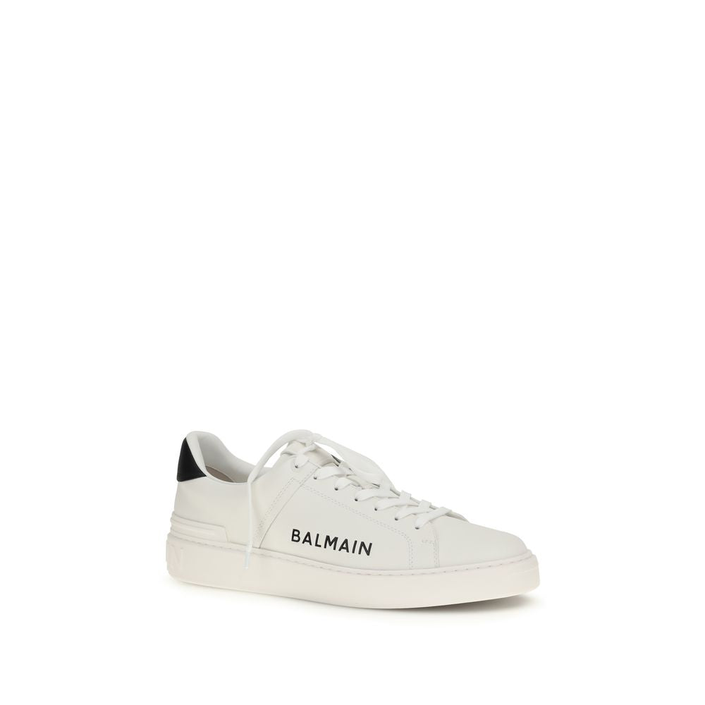 Balmain White Bos Taurus Calfskin Low-Top Sneakers-2