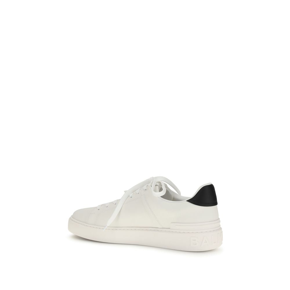 Balmain White Bos Taurus Calfskin Low-Top Sneakers-3