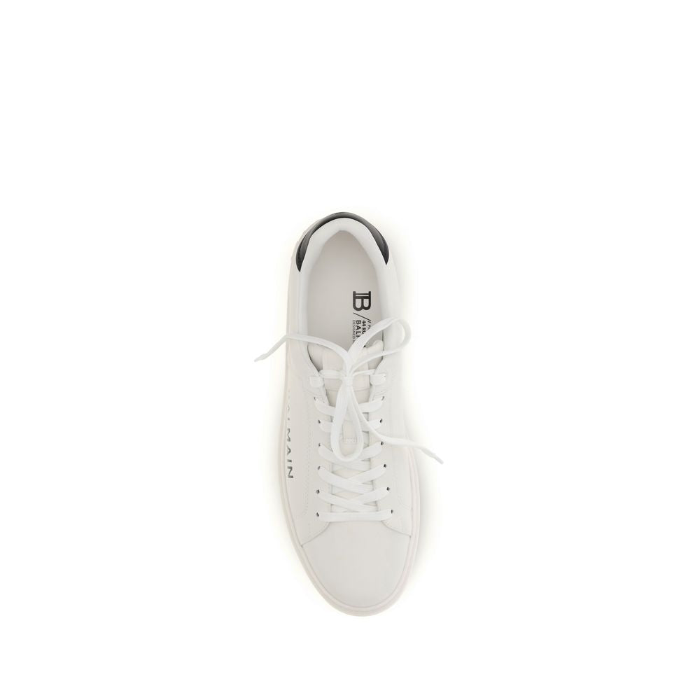 Balmain White Bos Taurus Calfskin Low-Top Sneakers-4
