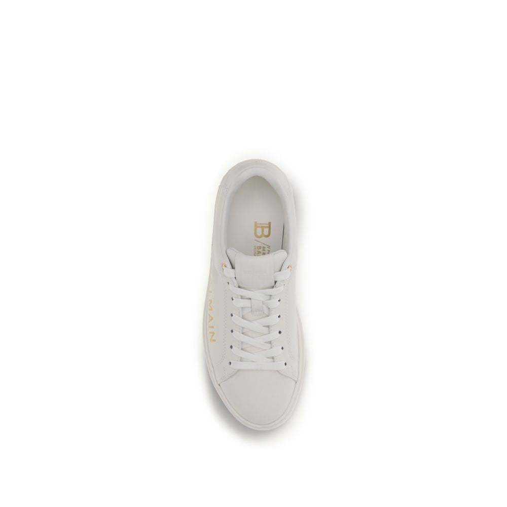 Balmain White Calf Leather Bos Taurus Low-Top Sneakers-4