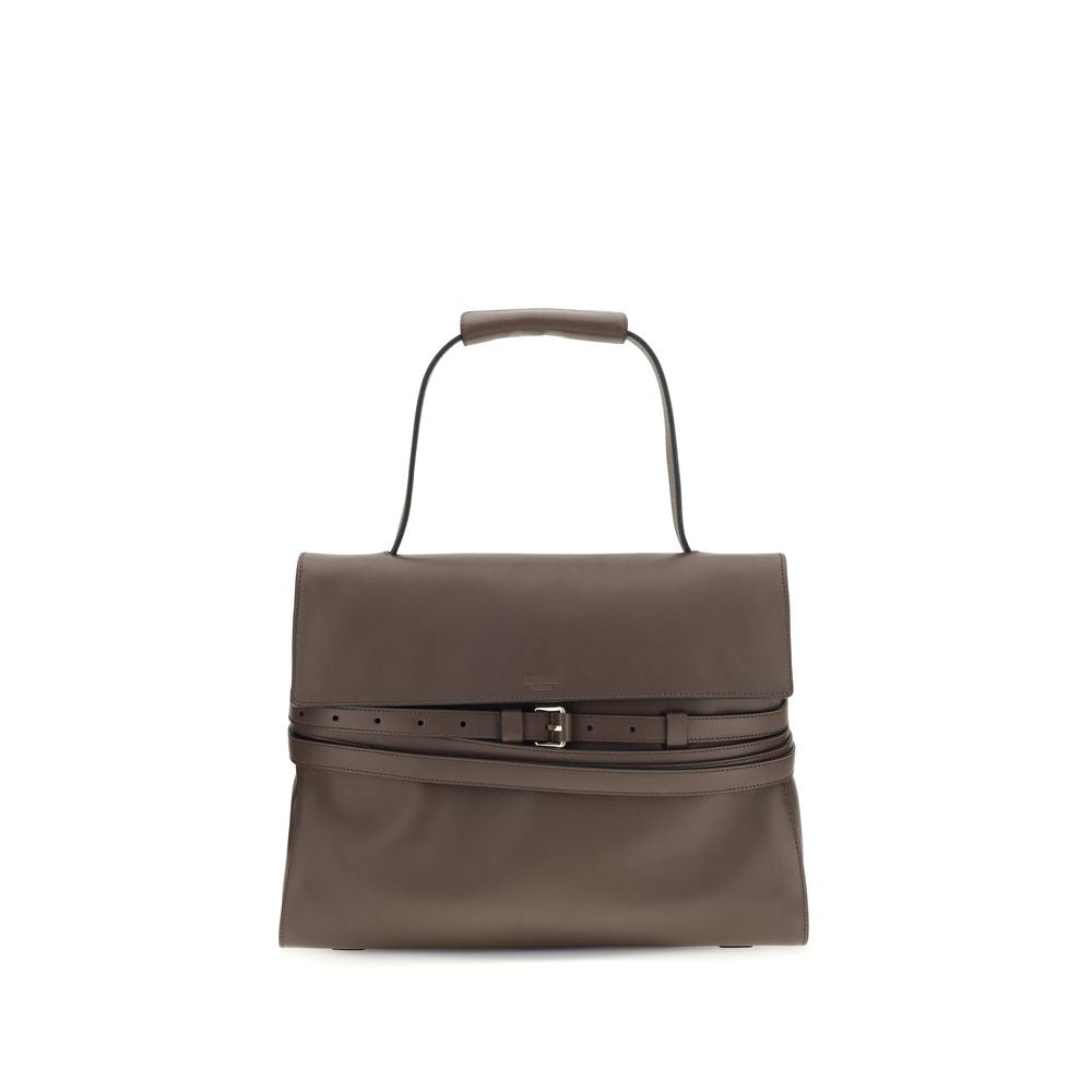 Moschino Braune Kalbsleder Bos Taurus Handtasche-1
