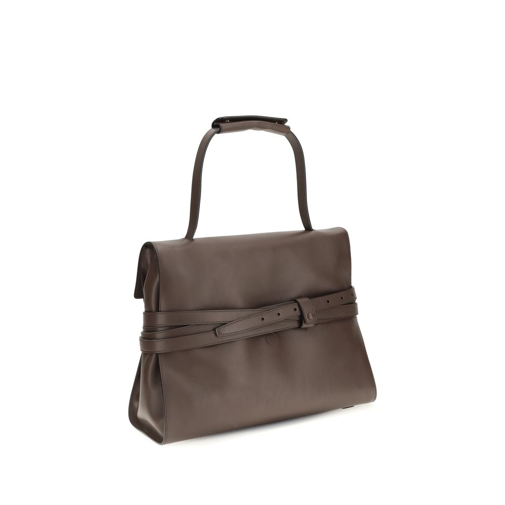 Moschino Braune Kalbsleder Bos Taurus Handtasche-3