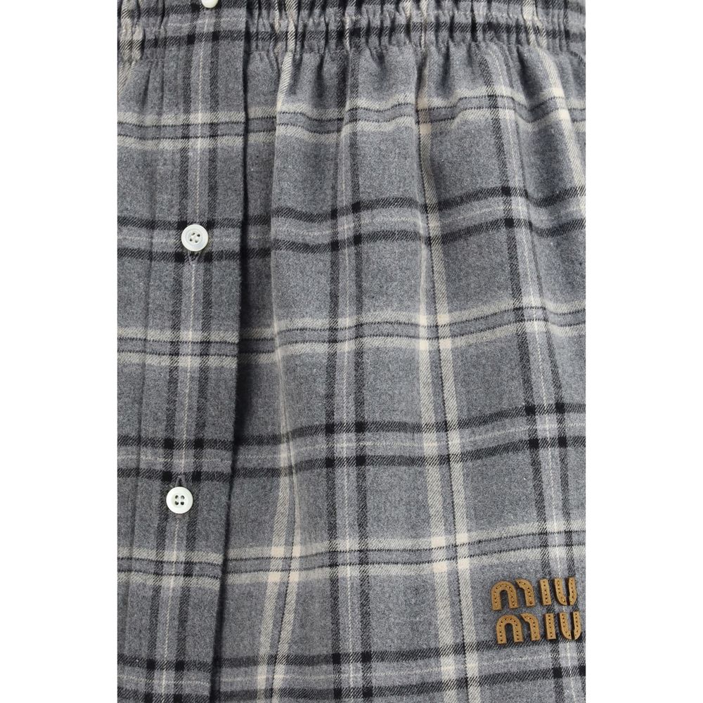 Miu Miu Grey Cotton Mini Skirt-3